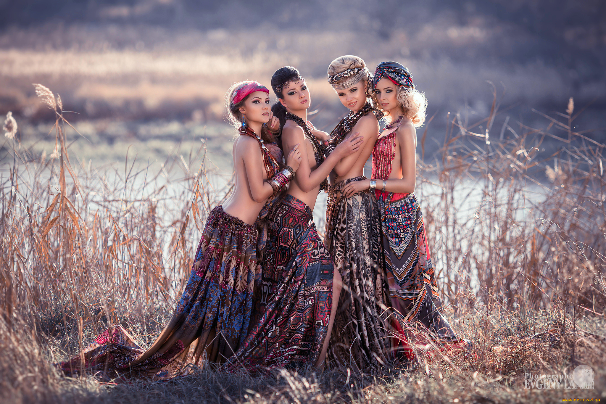 девушки, -unsort, , группа, девушек, четыре, почти, гарем, брюнетка, блондинки