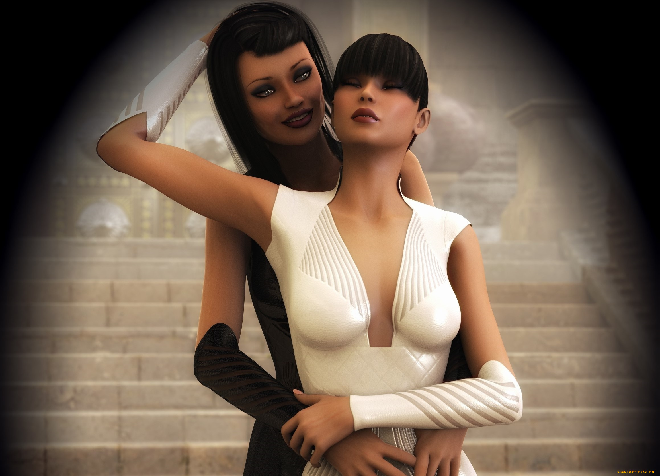 3д, графика, люди, , people, улыбка, фон, взгляд, девушки