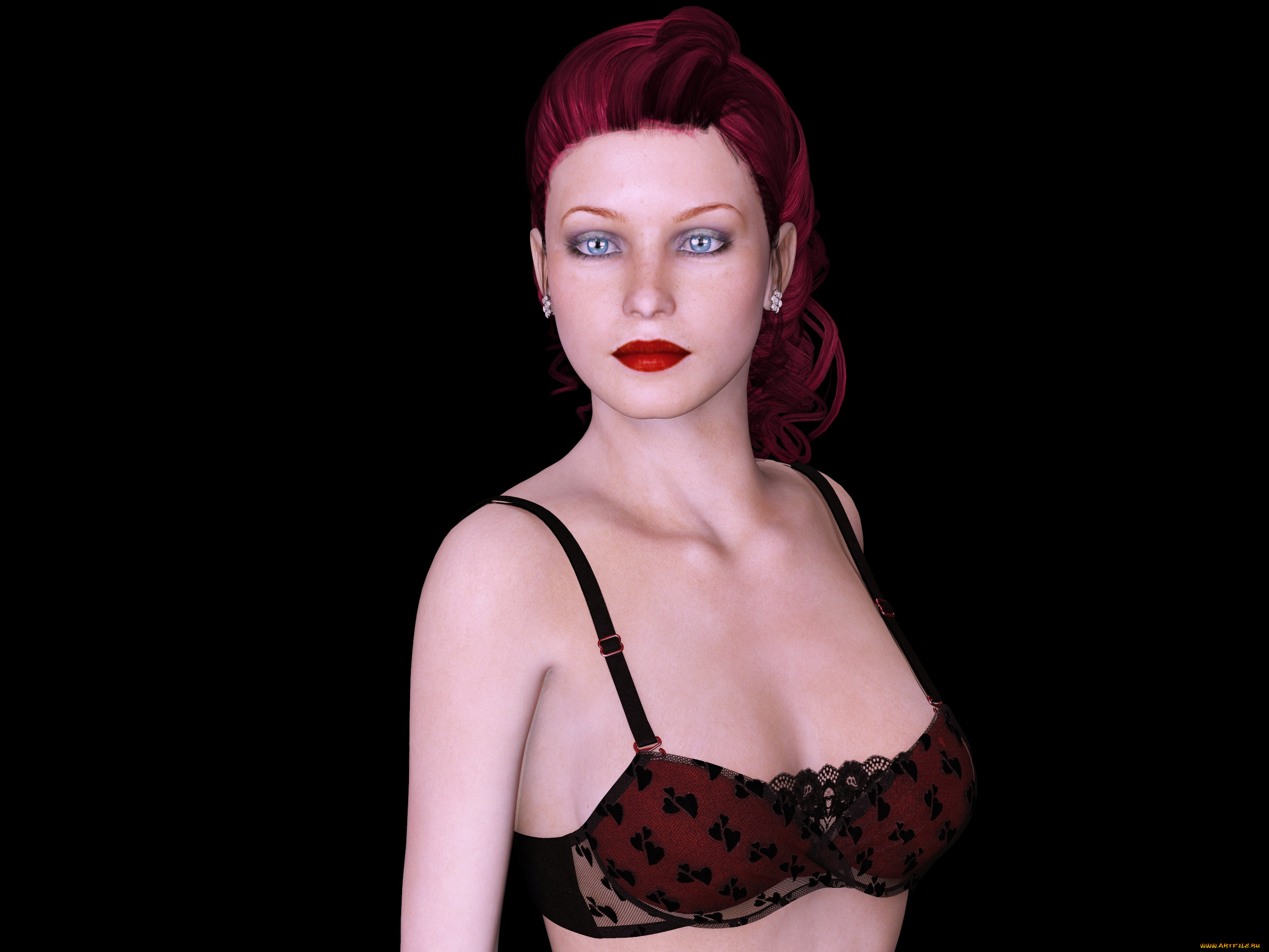 3д, графика, люди, , people, девушка, взгляд, фон, рыжая