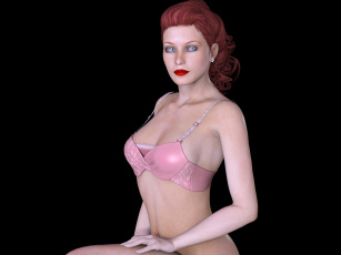 обоя 3д графика, люди , people, фон, взгляд, девушка, рыжая