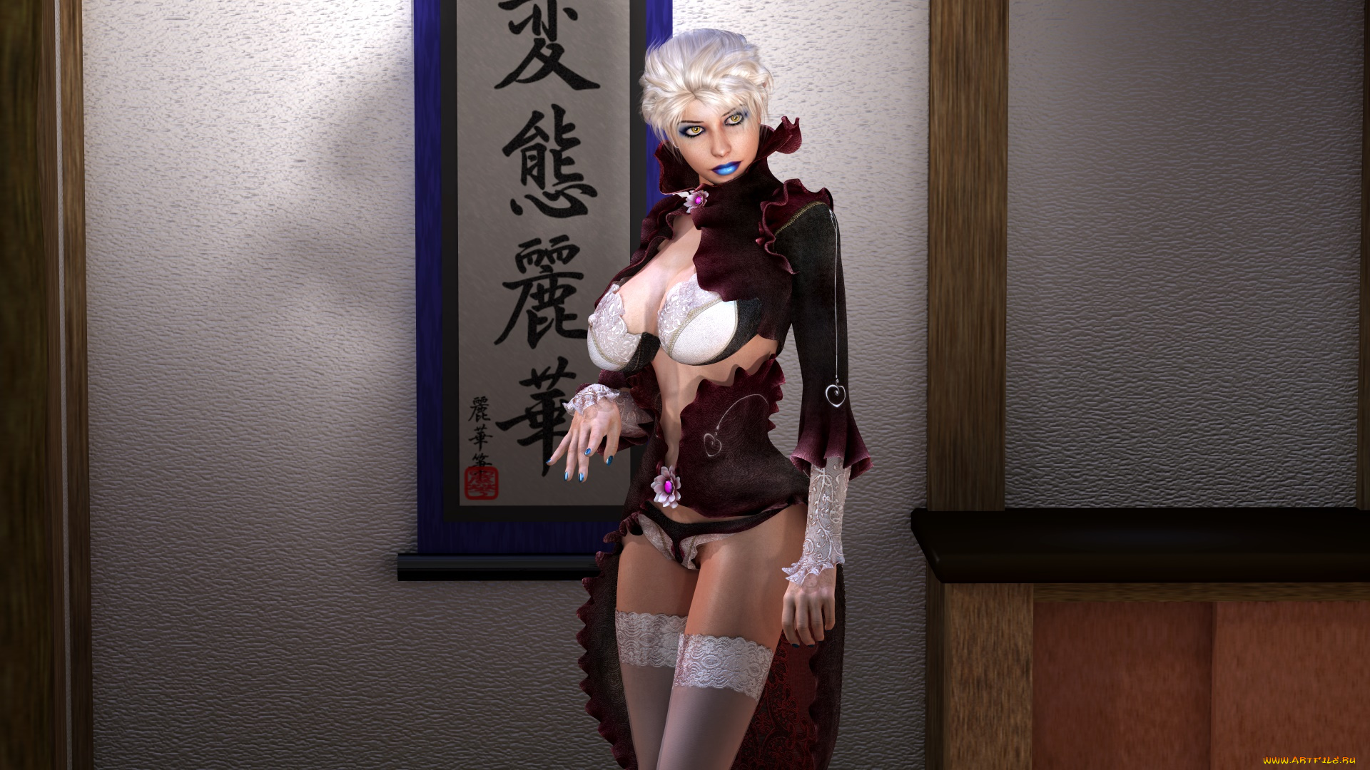 3д, графика, фантазия, , fantasy, взгляд, фон, девушка