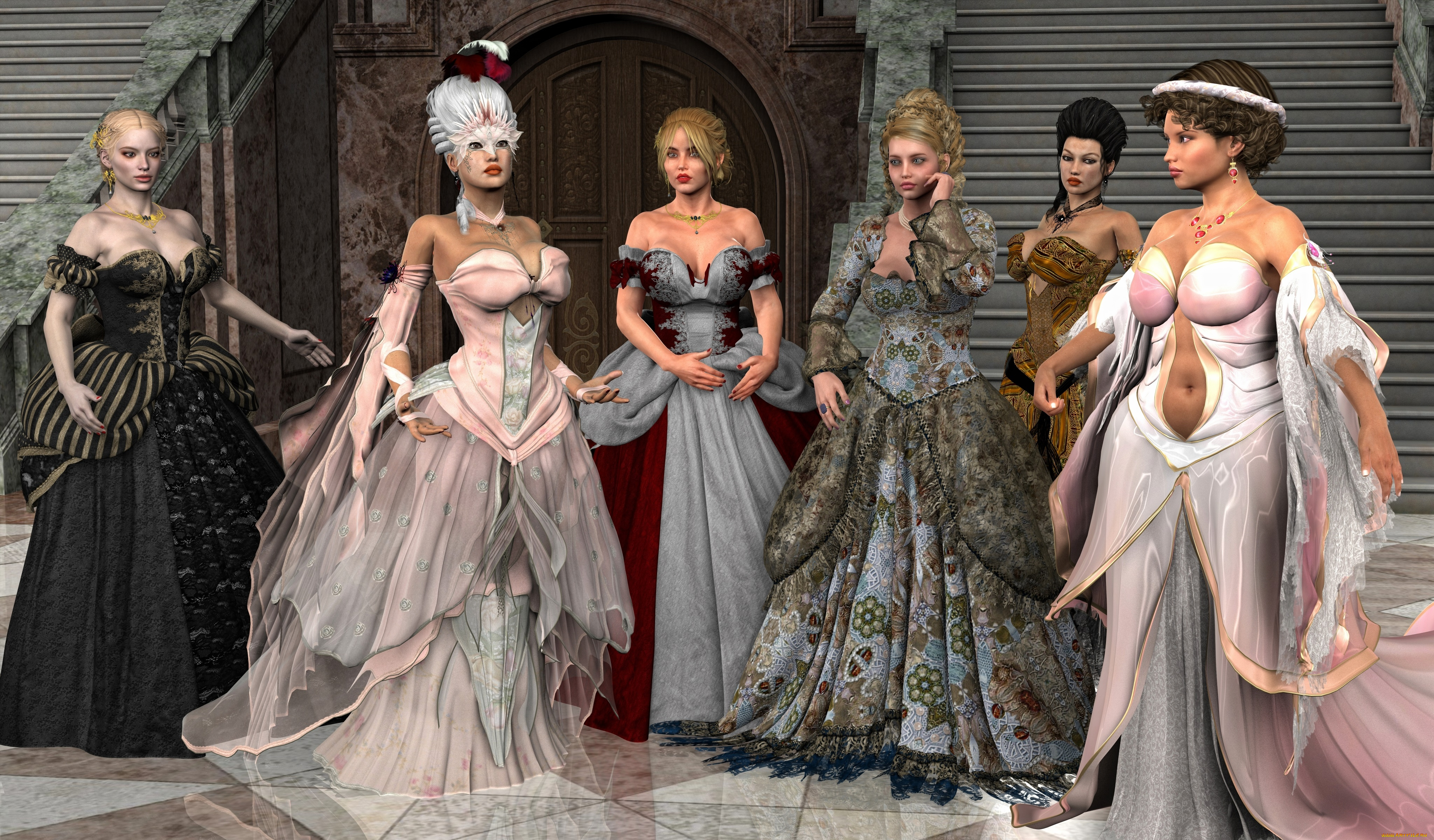 3д, графика, люди, , people, фон, девушки, взгляд