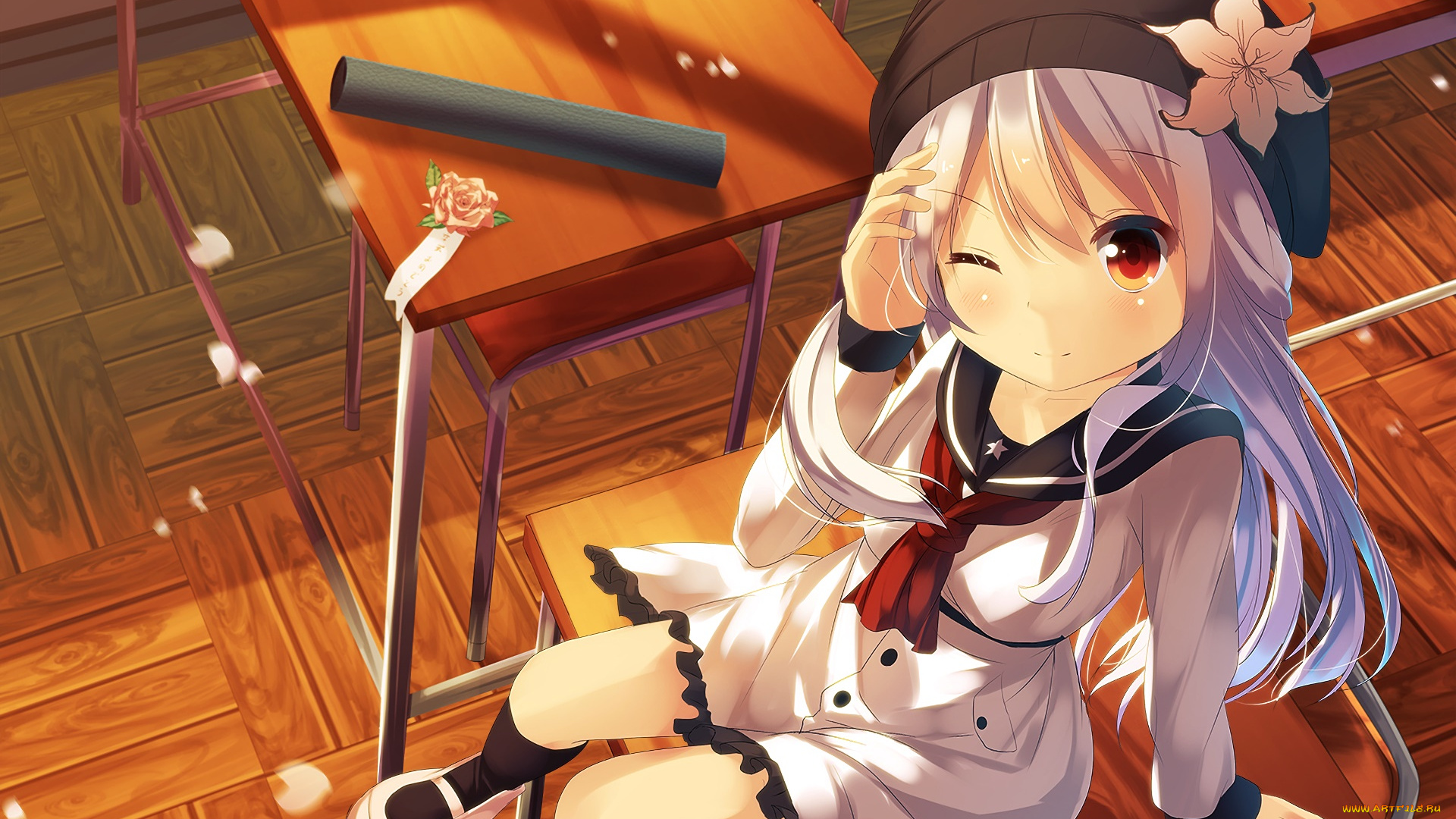 аниме, unknown, , другое, девушка, взгляд, фон