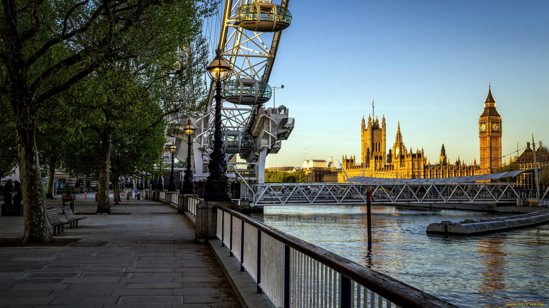 города, лондон, , великобритания, набережная