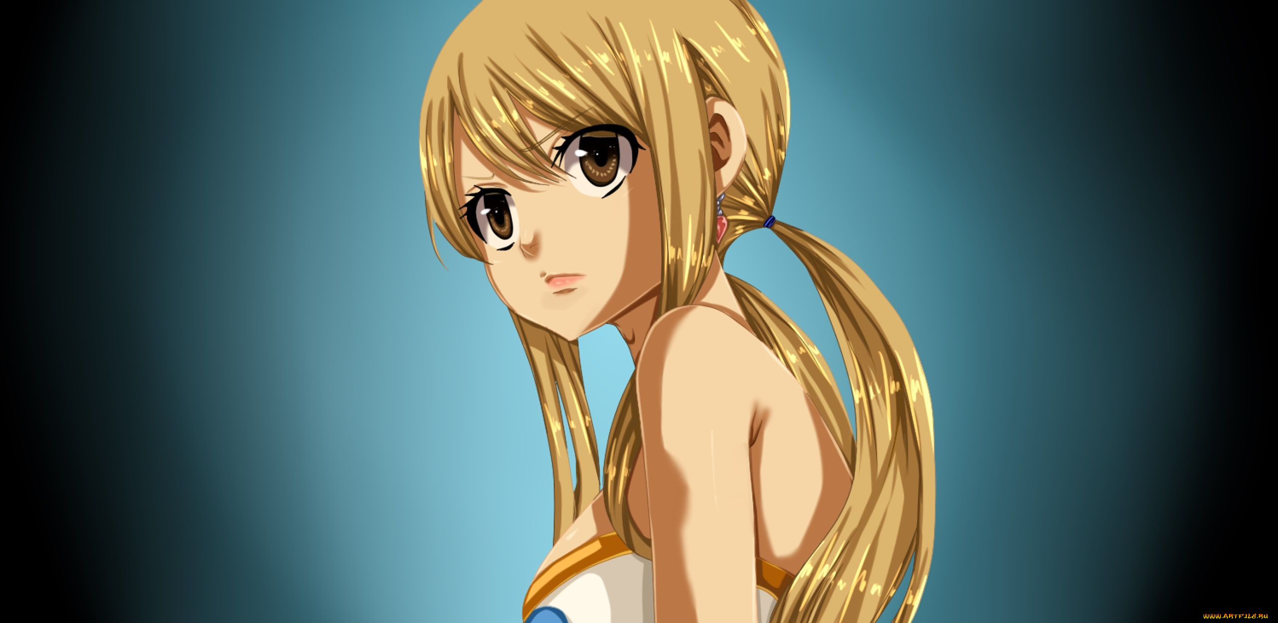 аниме, fairy, tail, фон, взгляд, девушка