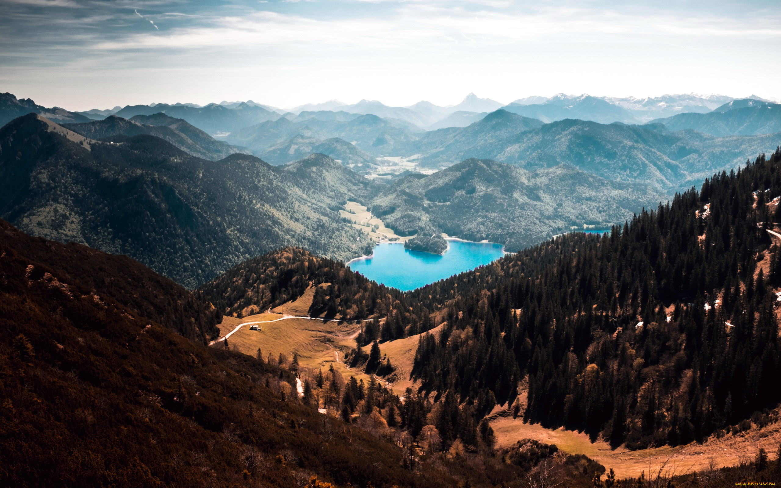 природа, пейзажи, озеро, горы, дорога, лес