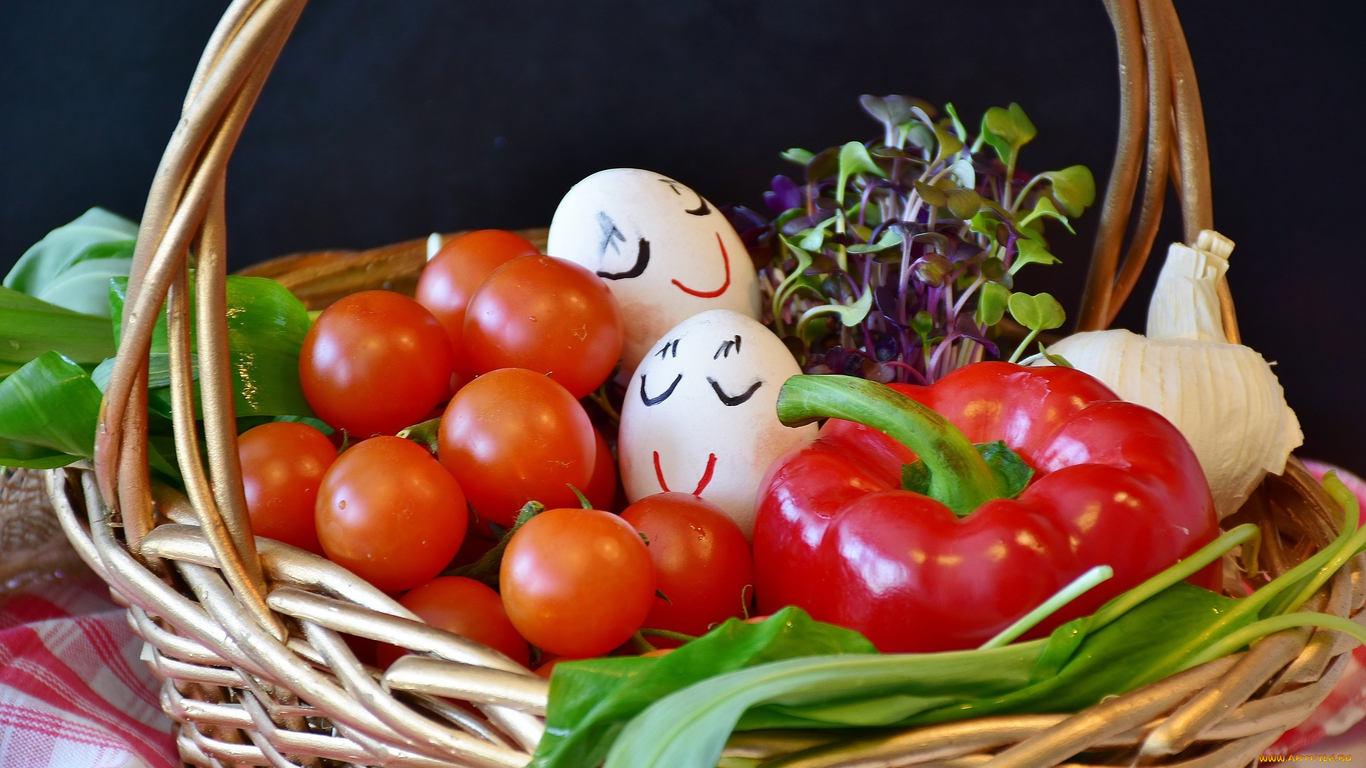 еда, натюрморт, помидоры, томаты, перец, яйца