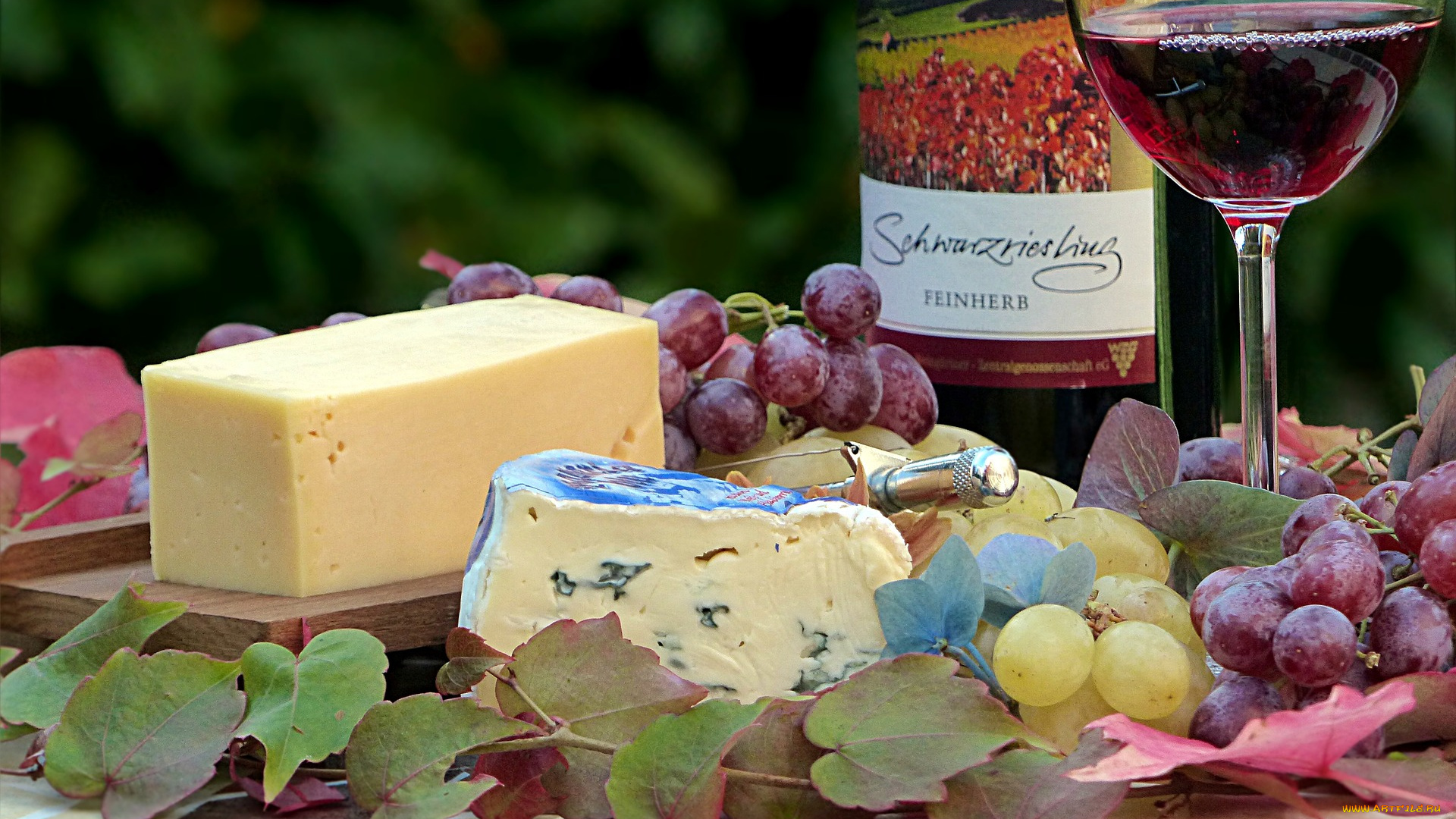 еда, сырные, изделия, вино, виноград, сыр