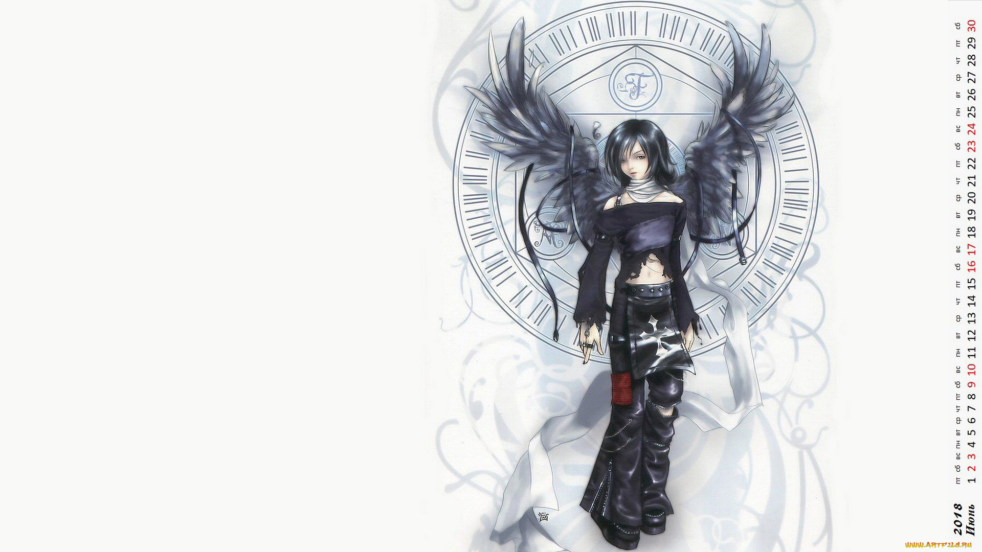 календари, 3д-графика, девушка, взгляд, крылья