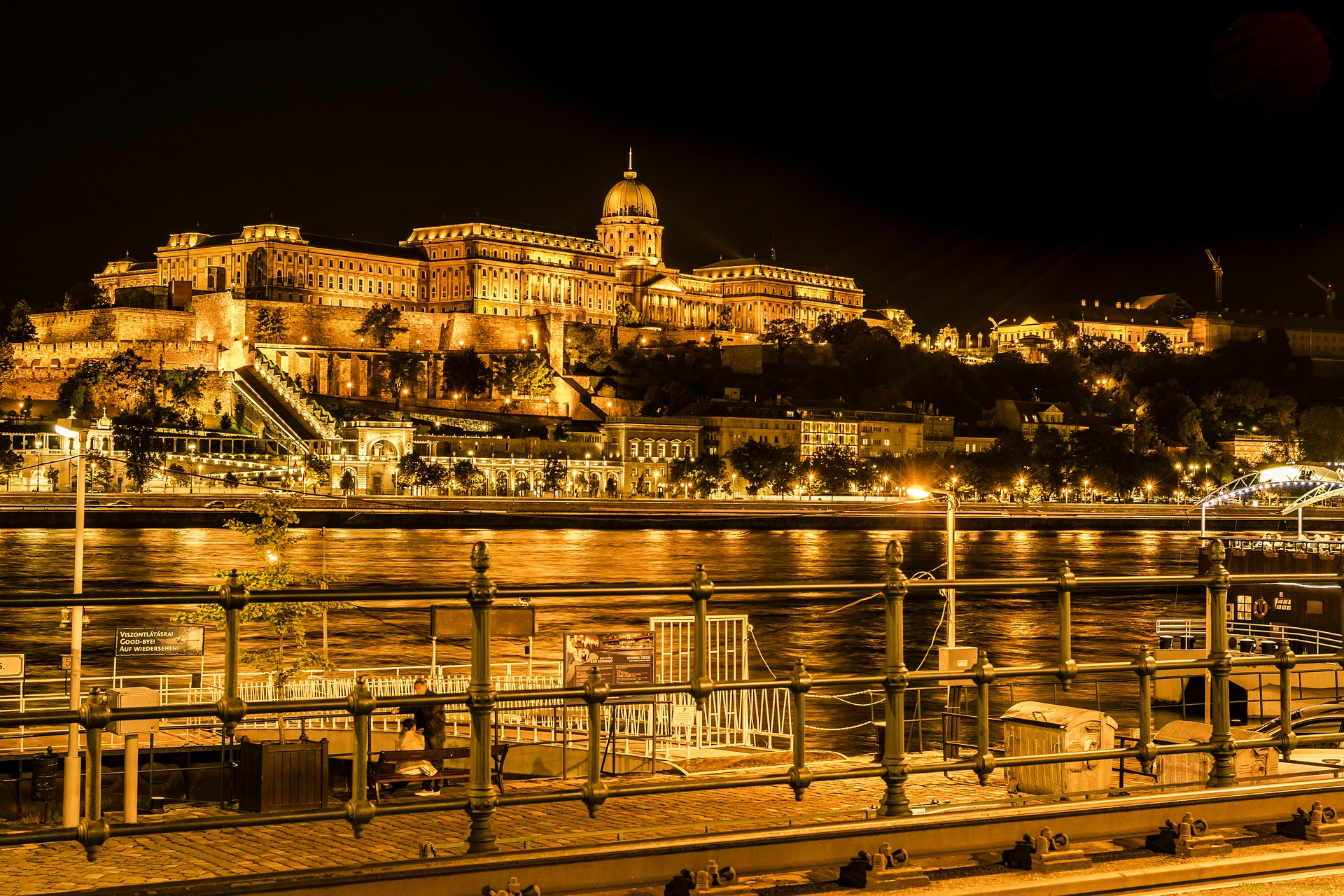 города, -, огни, ночного, города, здание, город