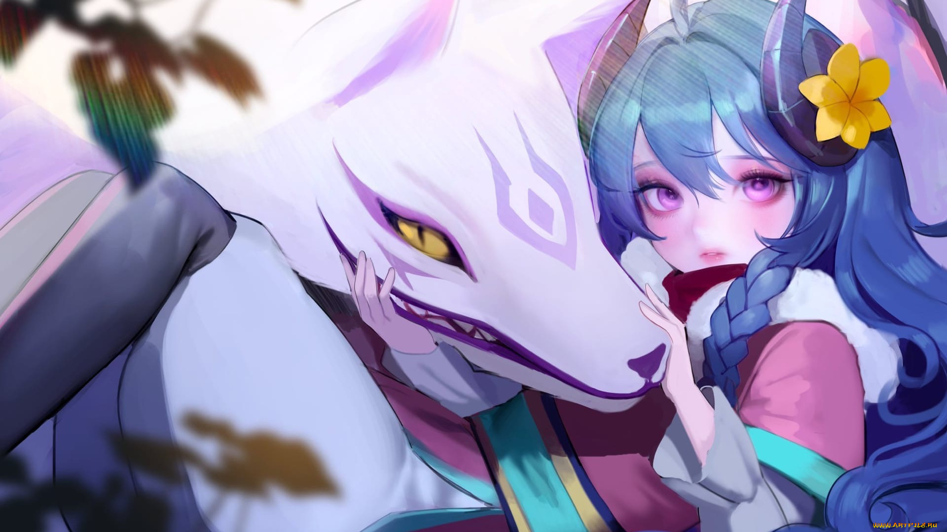 видео, игры, league, of, legends, девушка, зверь, kindred