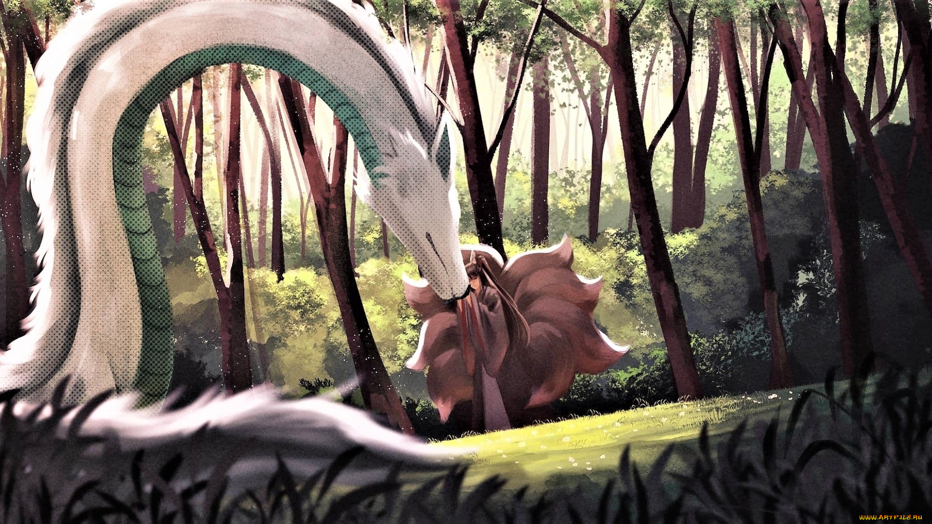 аниме, mo, dao, zu, shi, дракон, лис