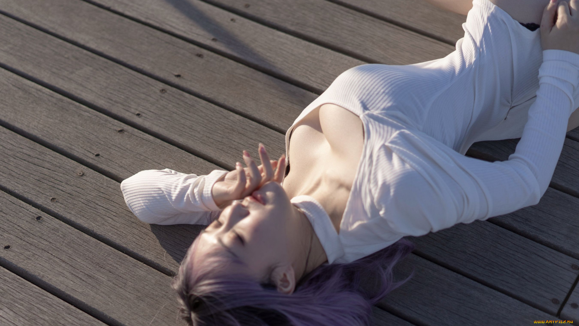 девушки, -, азиатки, свитер, пол