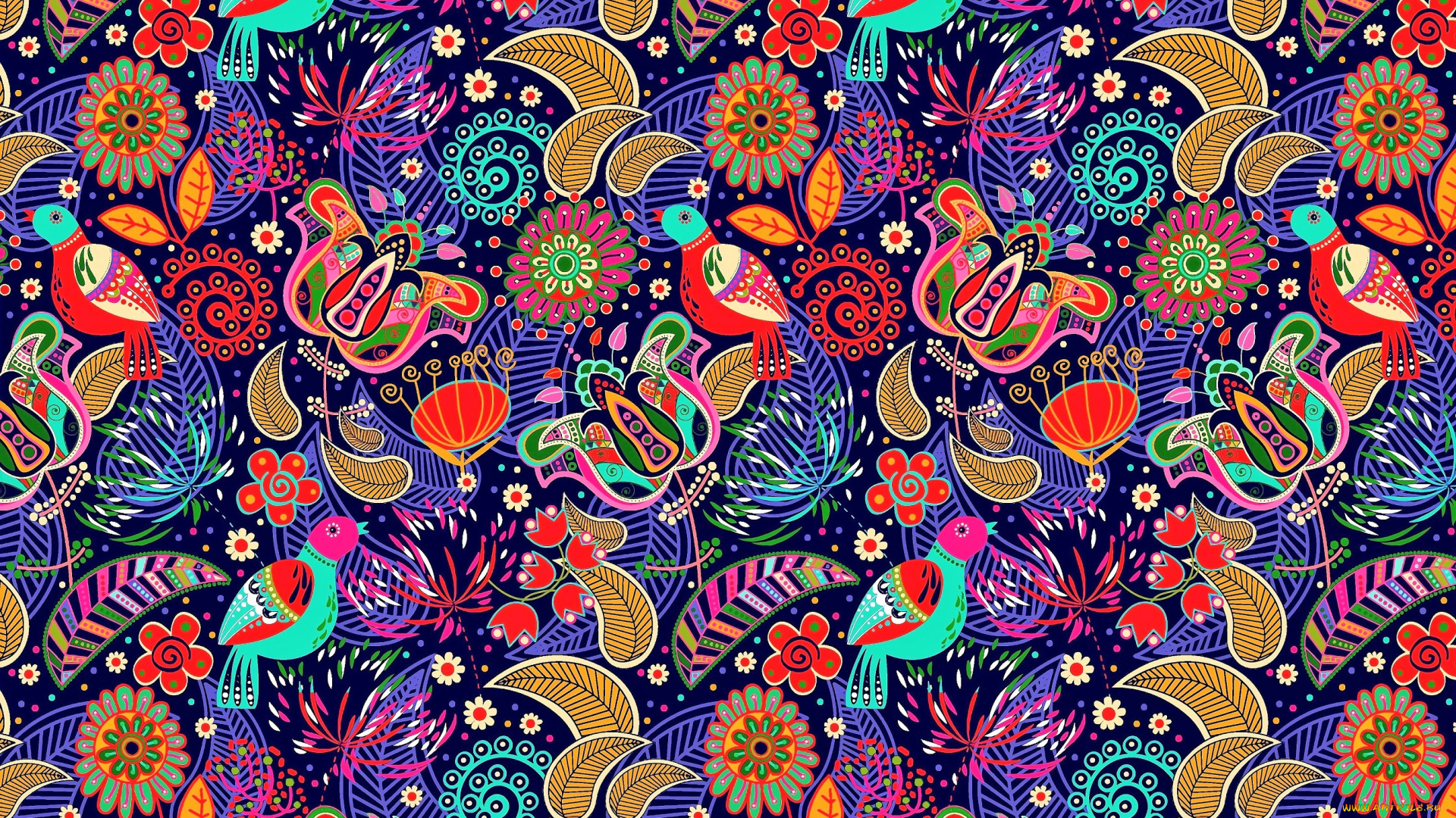 векторная, графика, цветы, , flowers, цветы, птицы, орнамент, узор