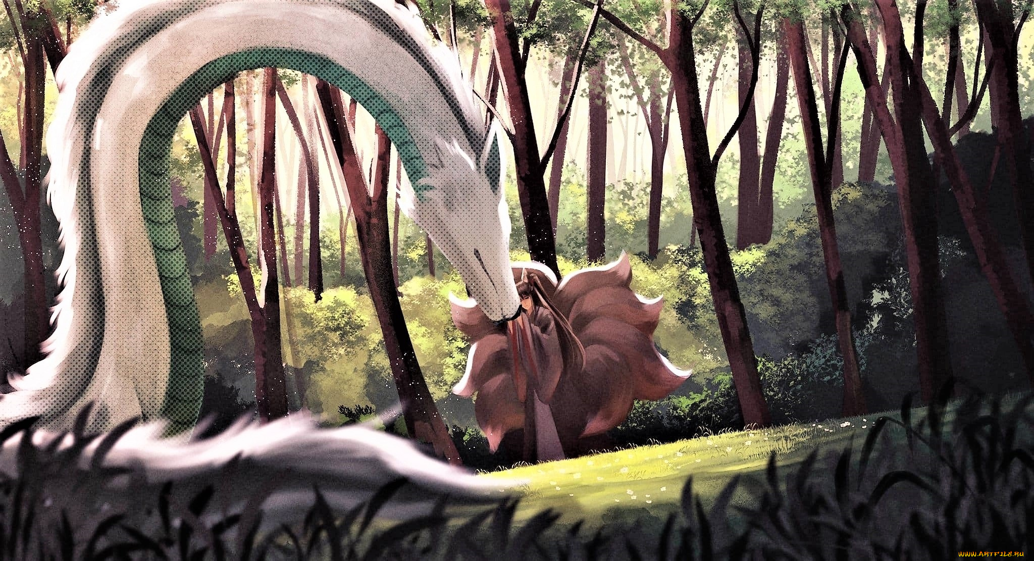 аниме, mo, dao, zu, shi, дракон, лис