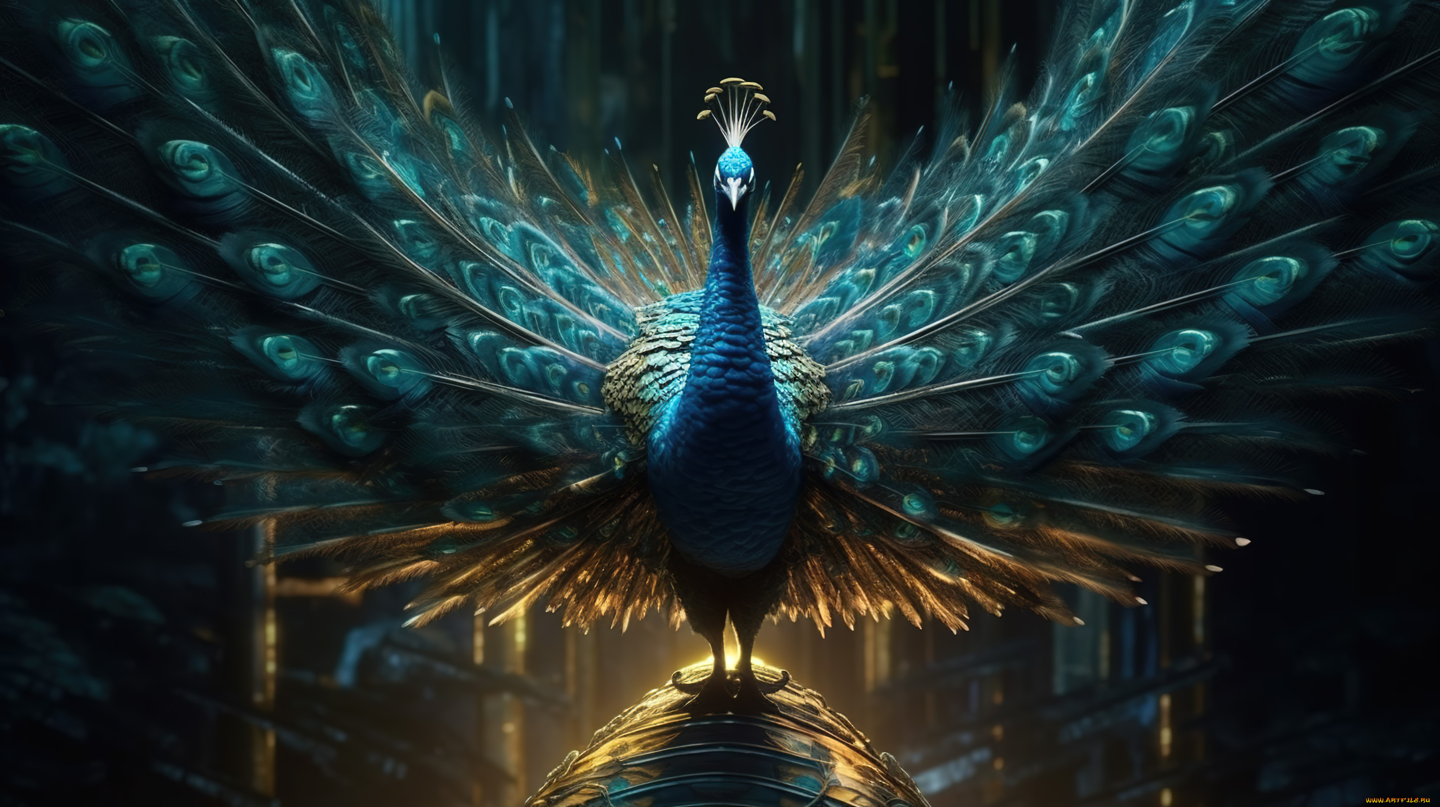 рисованное, животные, павлин