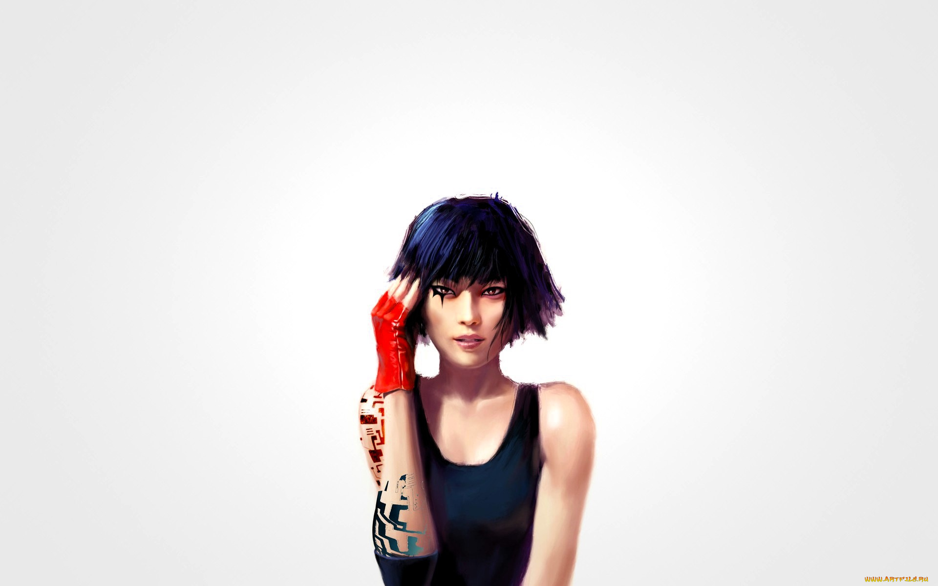 видео, игры, mirrors, edge, девушка, перчатки, тату, майка