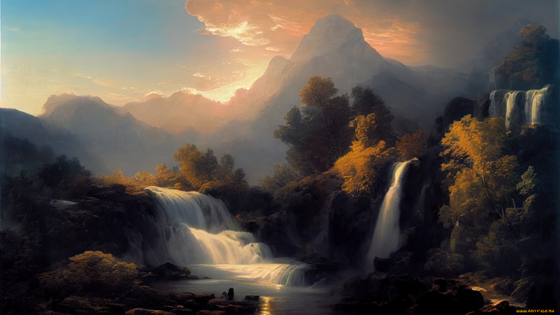 рисованное, природа, пейзаж