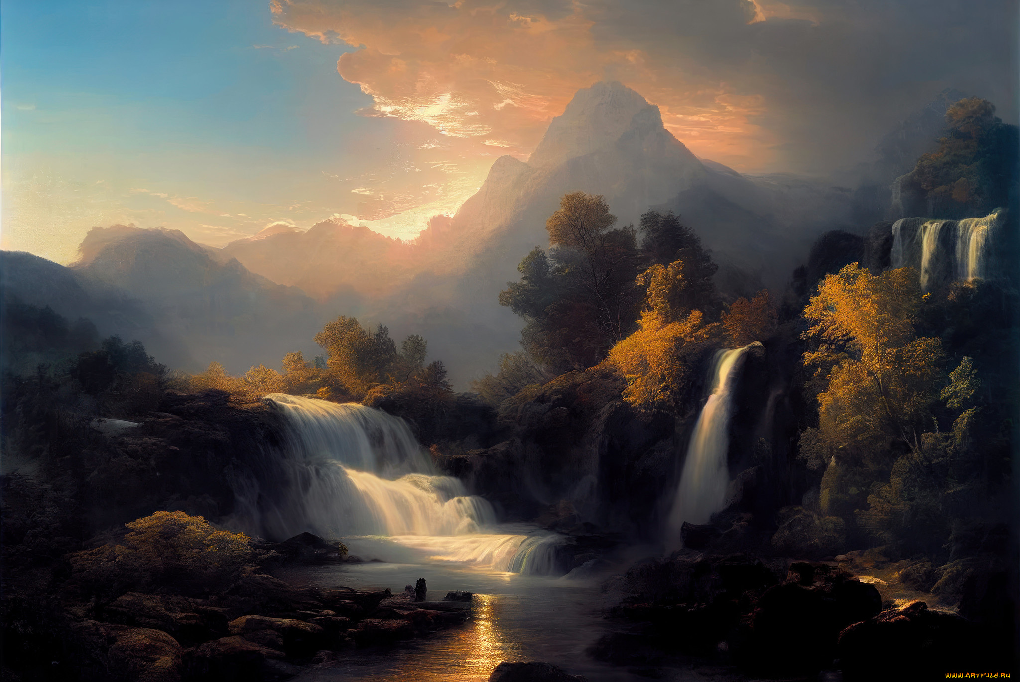 рисованное, природа, пейзаж