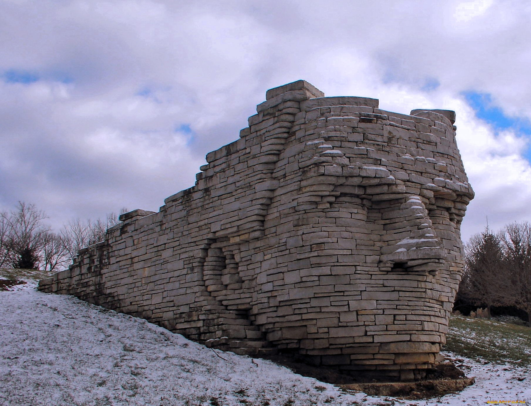 разное, рельефы, статуи, музейные, экспонаты, камень, лицо, снег