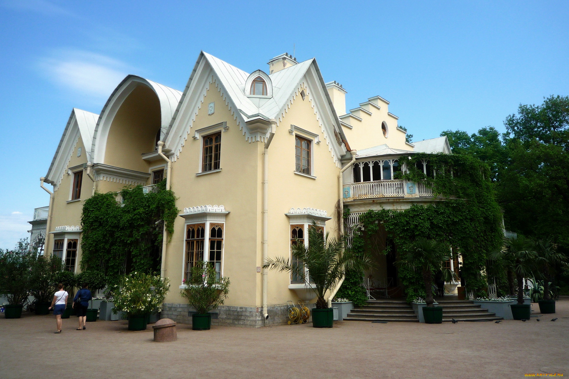 парк, александрия, петергоф, города, санкт, петербург, россия, коттедж