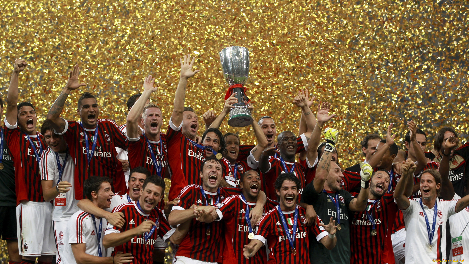 спорт, футбол, pato, gattuso, seedorf, cup, italy, 2012, scudetto, скудетто, milan, ac, милан