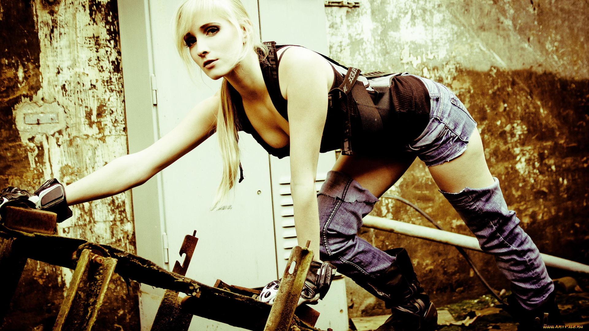 -Unsort, Блондинки, девушки, unsort, блондинки, перчатки, сапоги