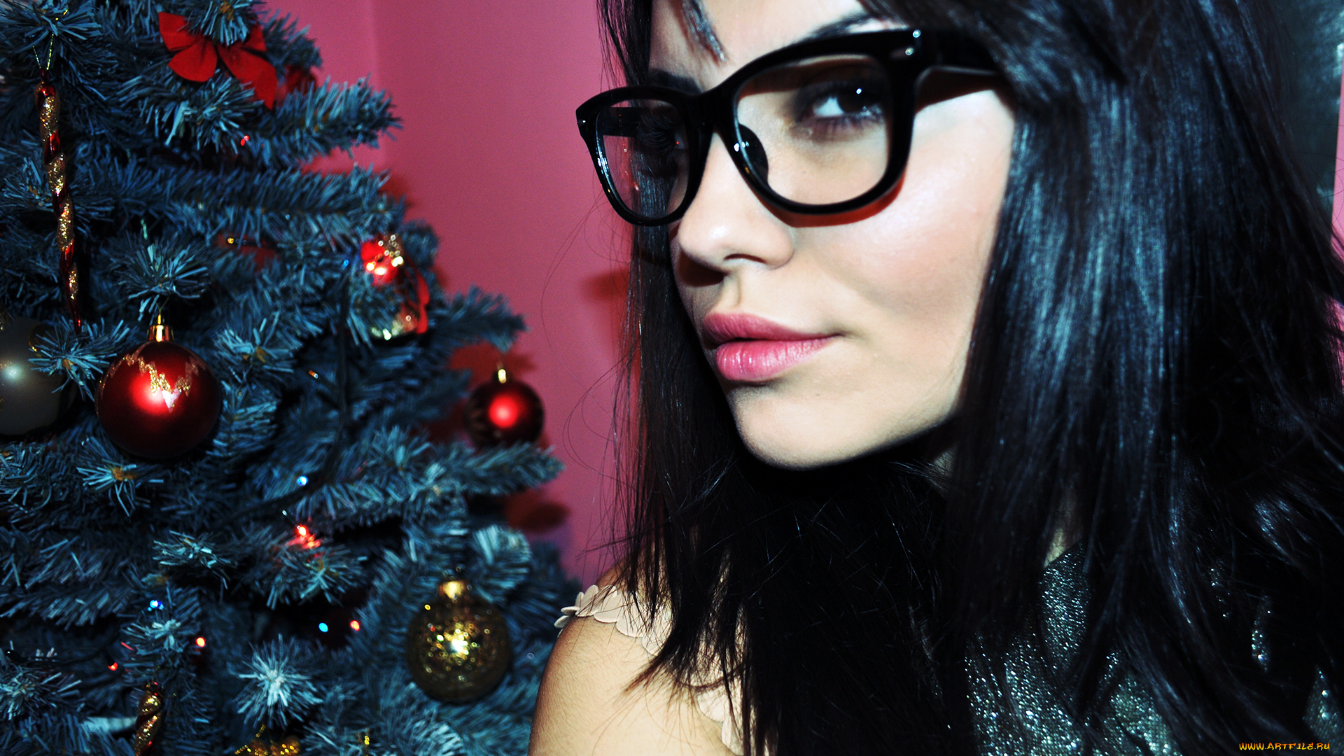 -Unsort, Лица, Портреты, девушки, unsort, лица, портреты, елка, очки, шарики