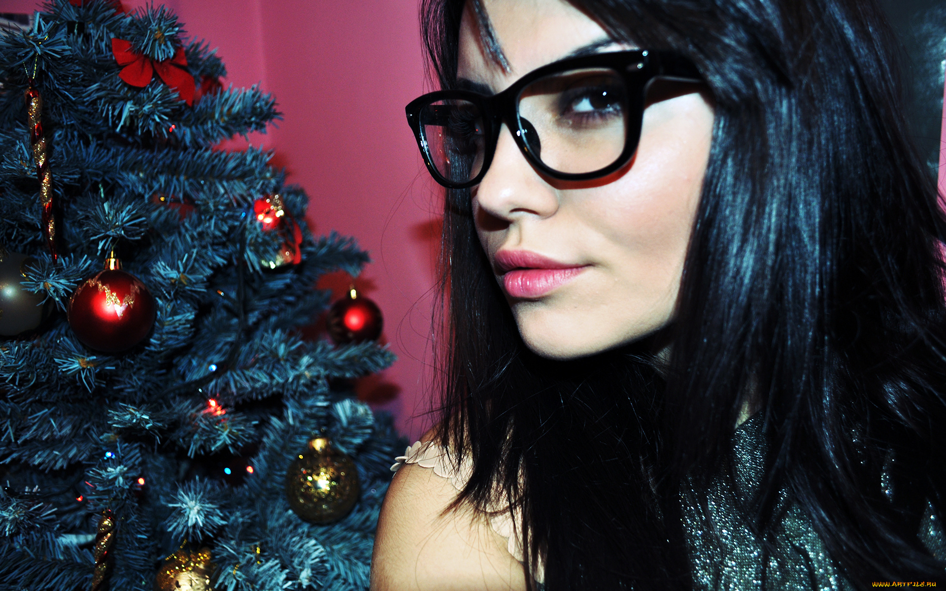 -Unsort, Лица, Портреты, девушки, unsort, лица, портреты, елка, очки, шарики