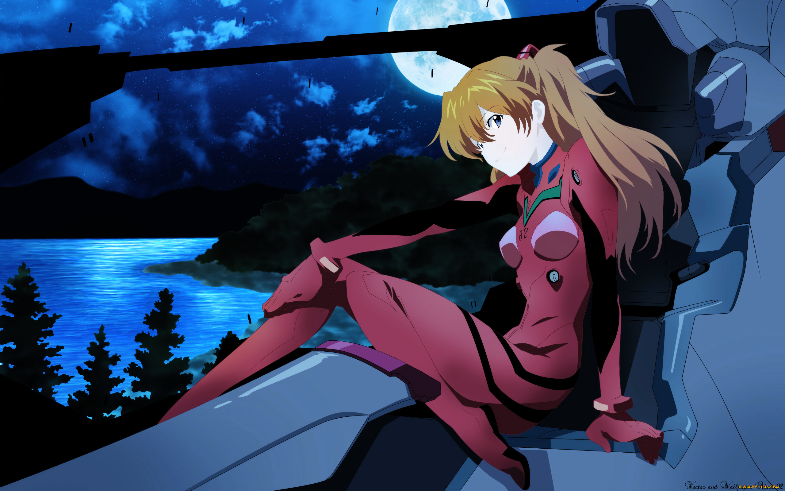 аниме, evangelion, soryu, asuka, langley, neon, genesis