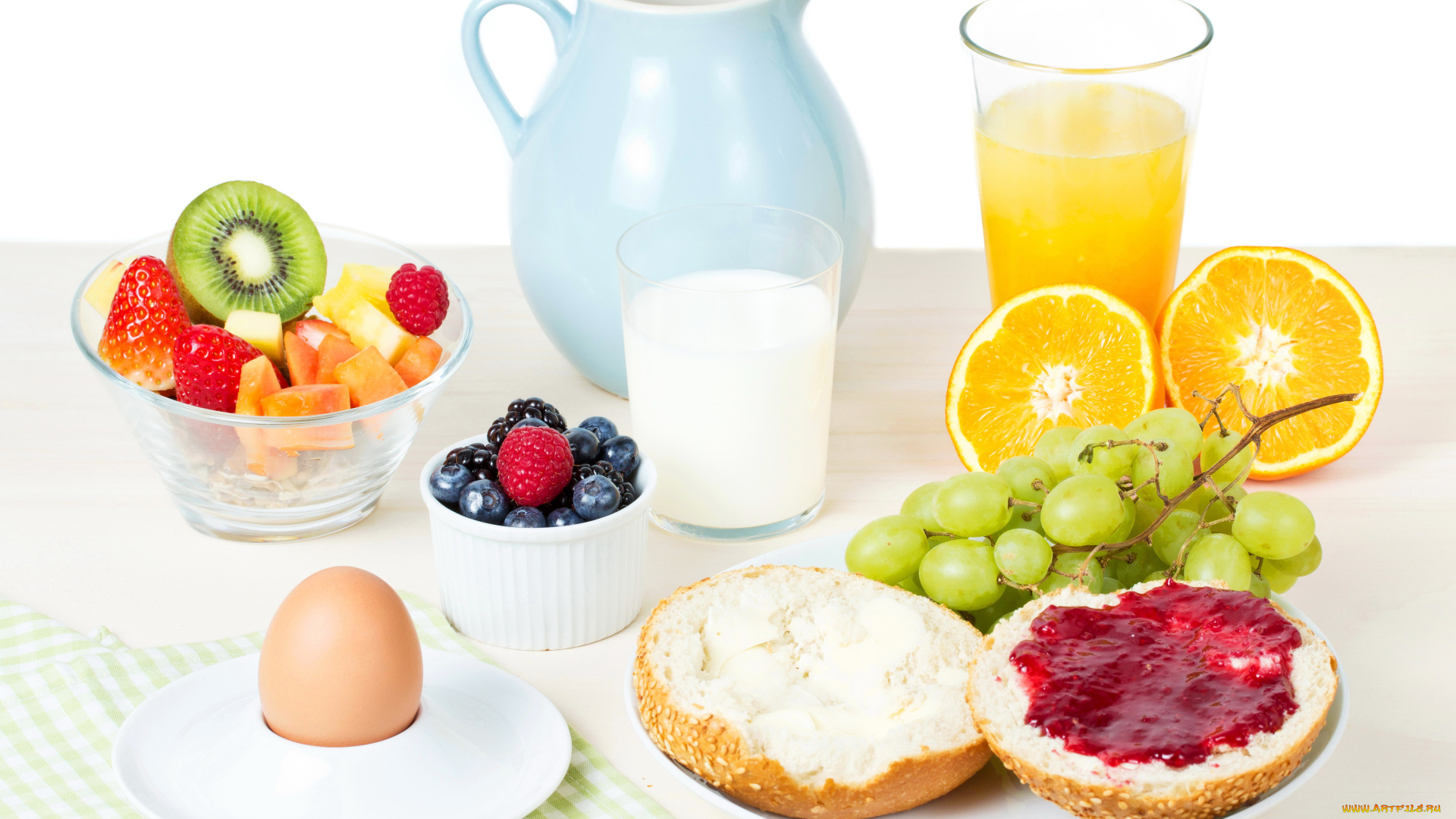 еда, натюрморт, завтрак, фрукты, яйцо, хлеб, сок