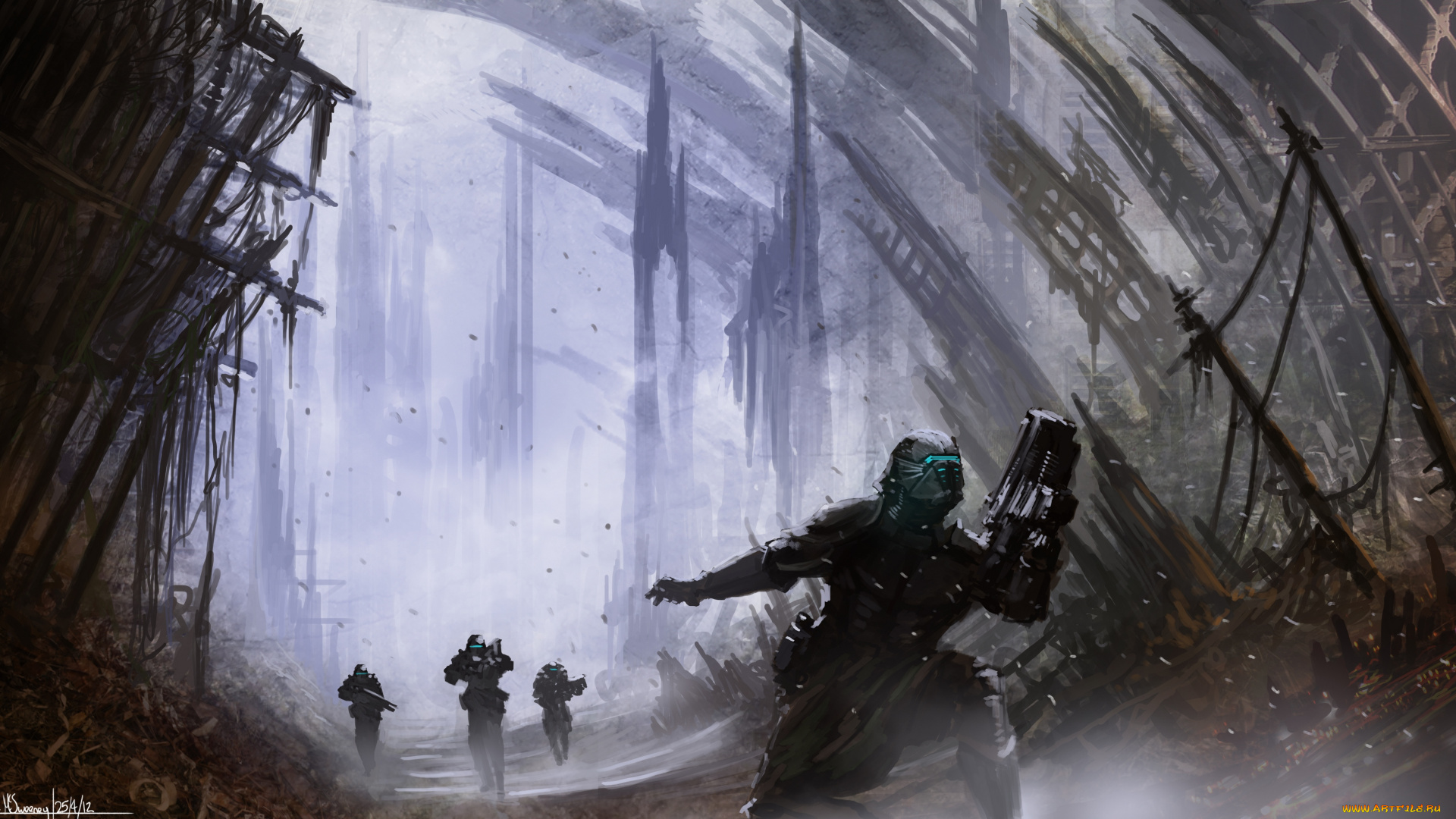 фэнтези, люди, оружие, планета, чужая, солдаты, патруль