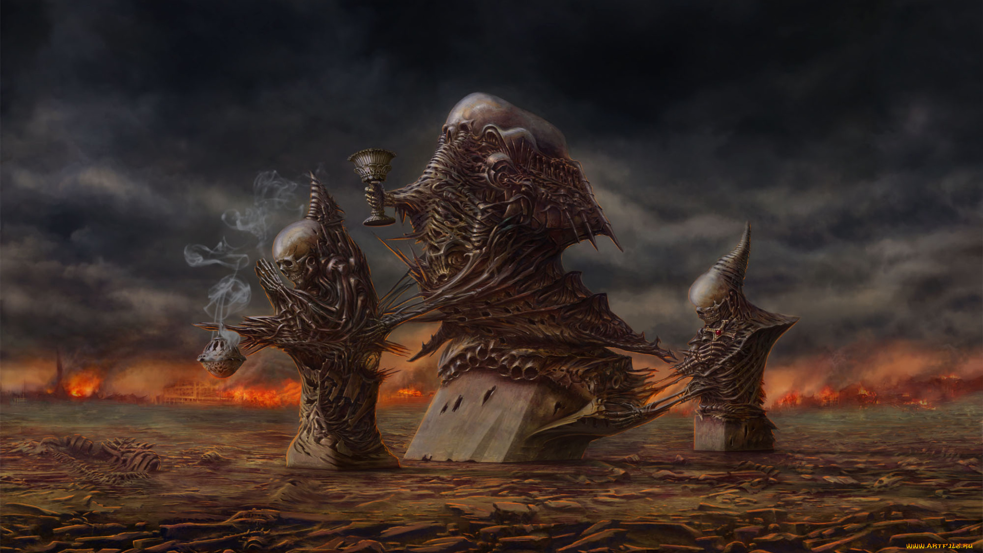 фэнтези, нежить, черепа, сюрреализм