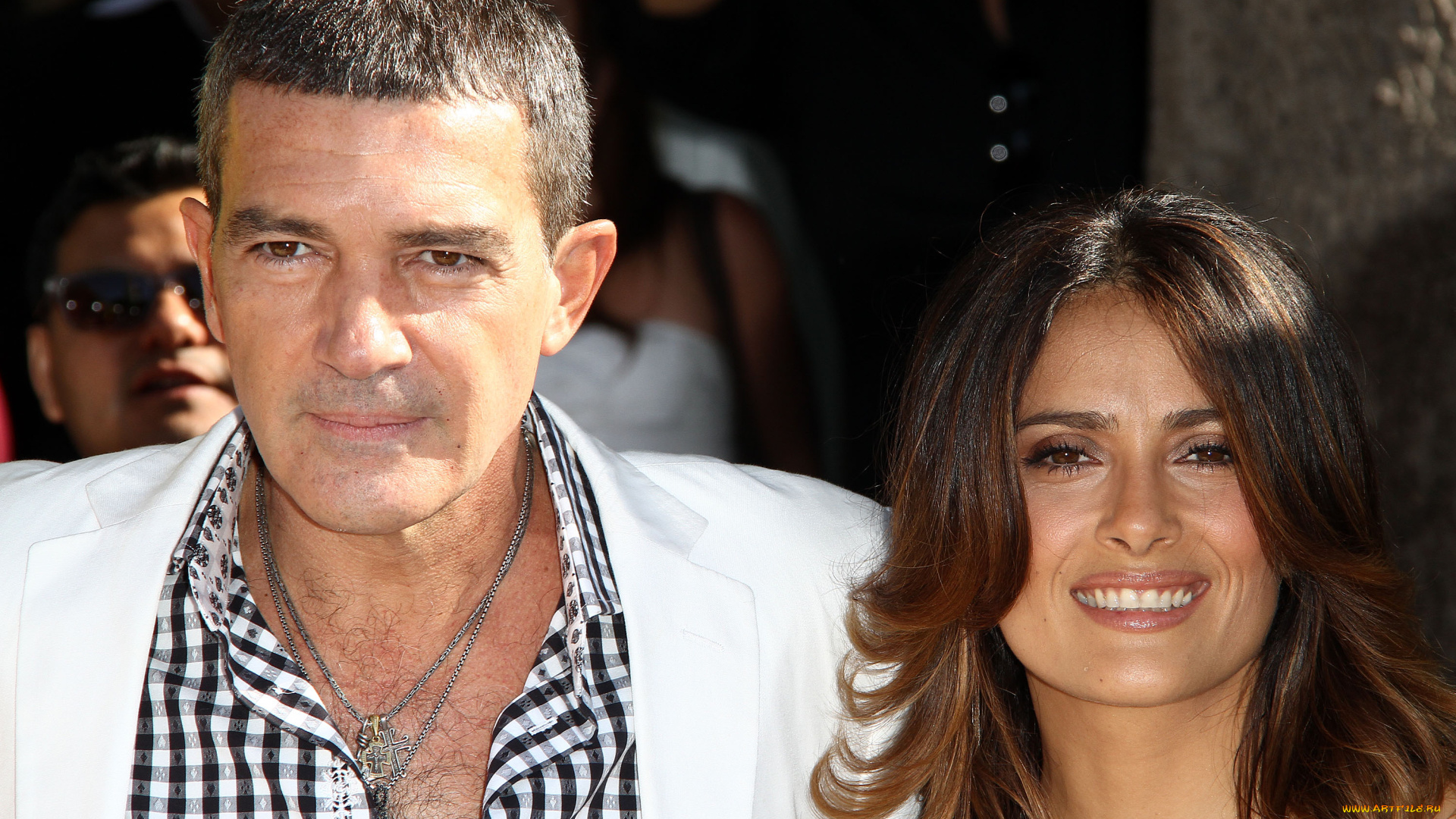 разное, знаменитости, премьера, улыбки, люди, актер, бандерас, актриса, salma, hayek