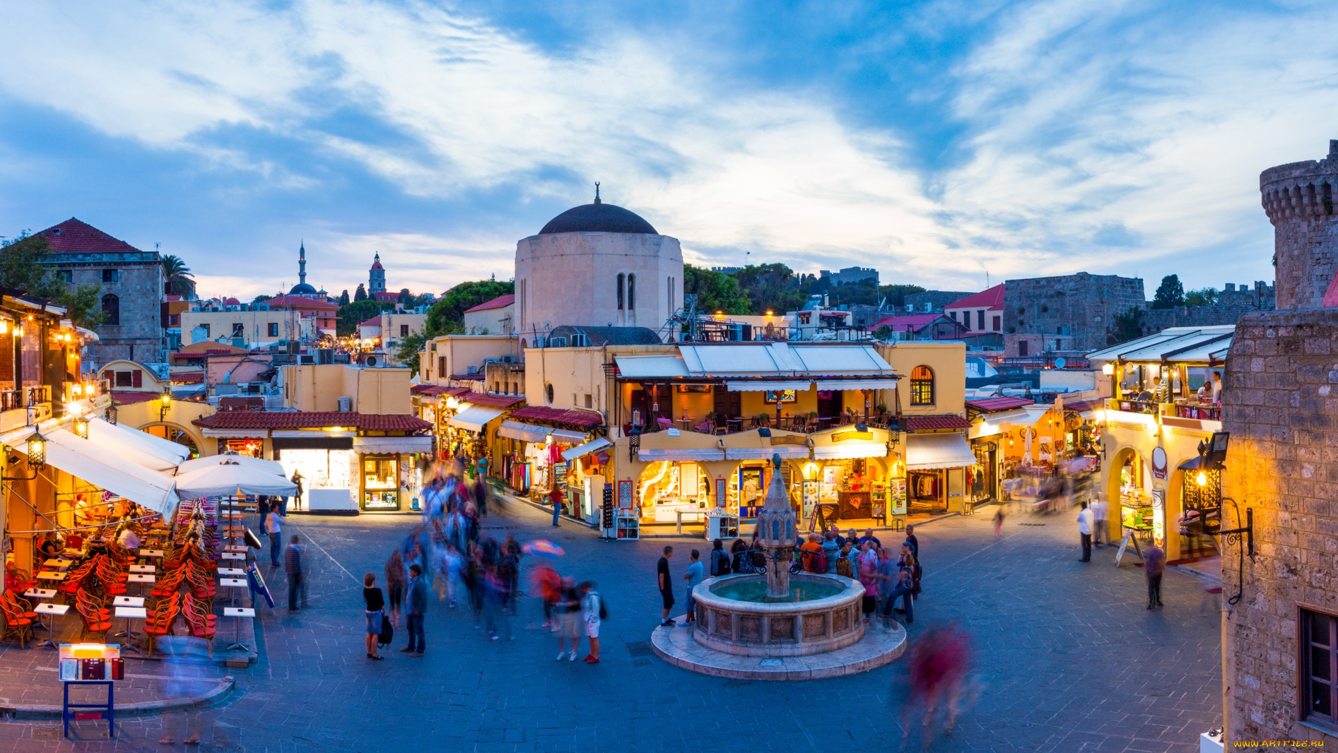 rhodes, town, , greece, города, -, улицы, , площади, , набережные, greece, rhodes, town, фонтан, площадь, родос, греция