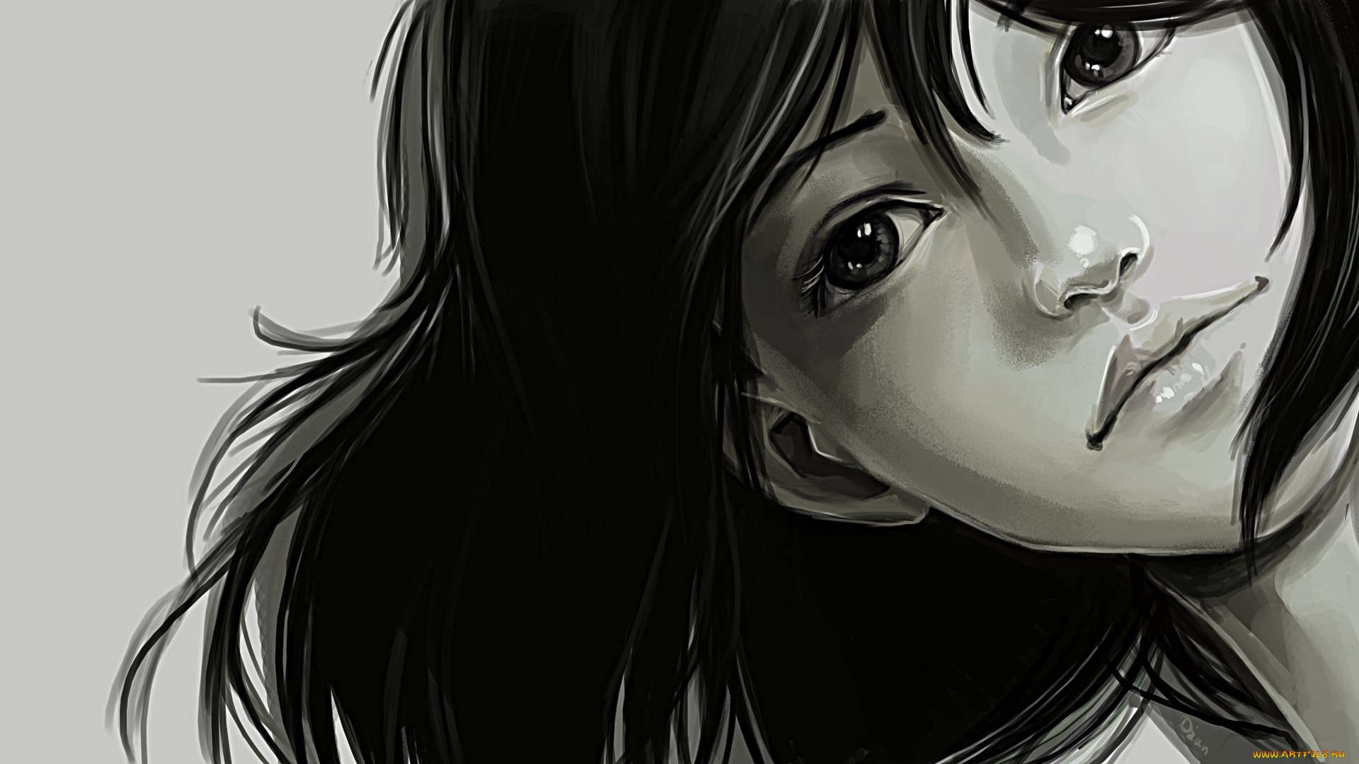 рисованные, люди, девушка