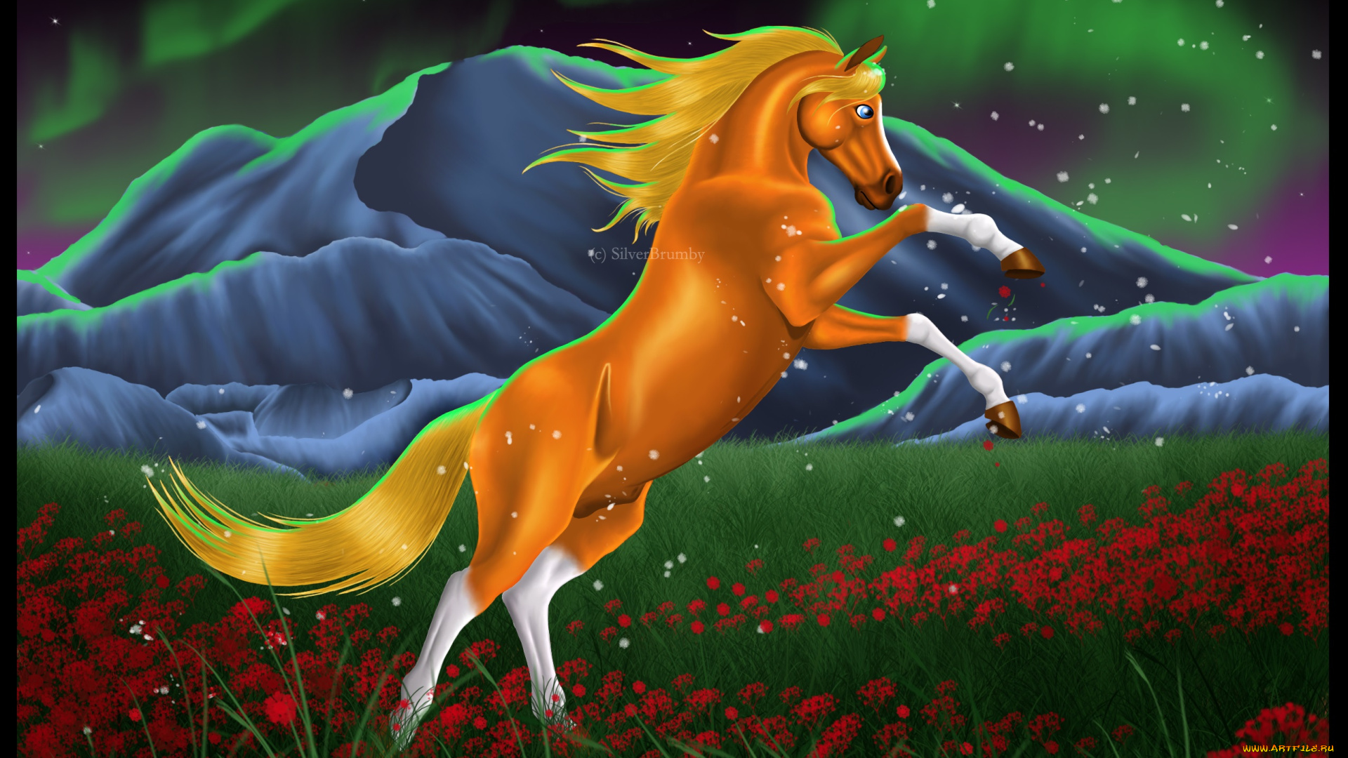 рисованные, животные, , лошади, лошадь