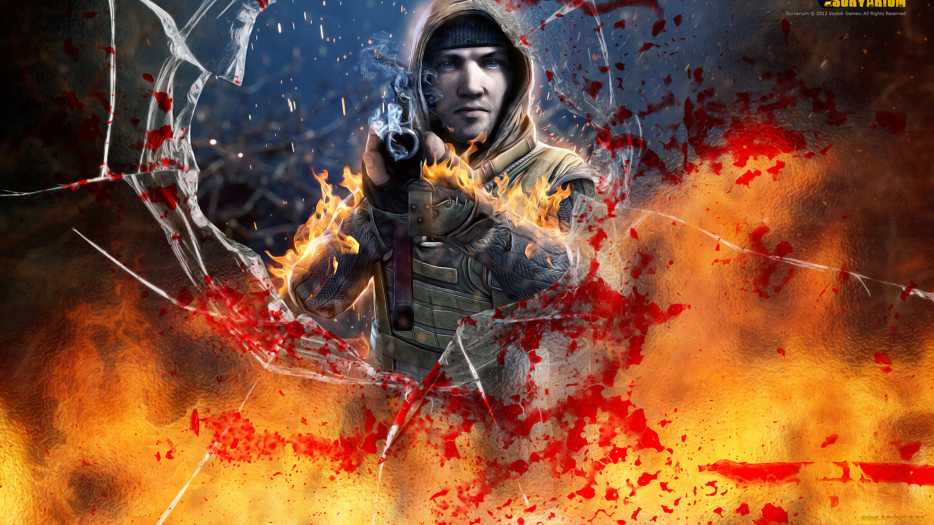 survarium, видео, игры, огонь, стекло, оружие, мужик