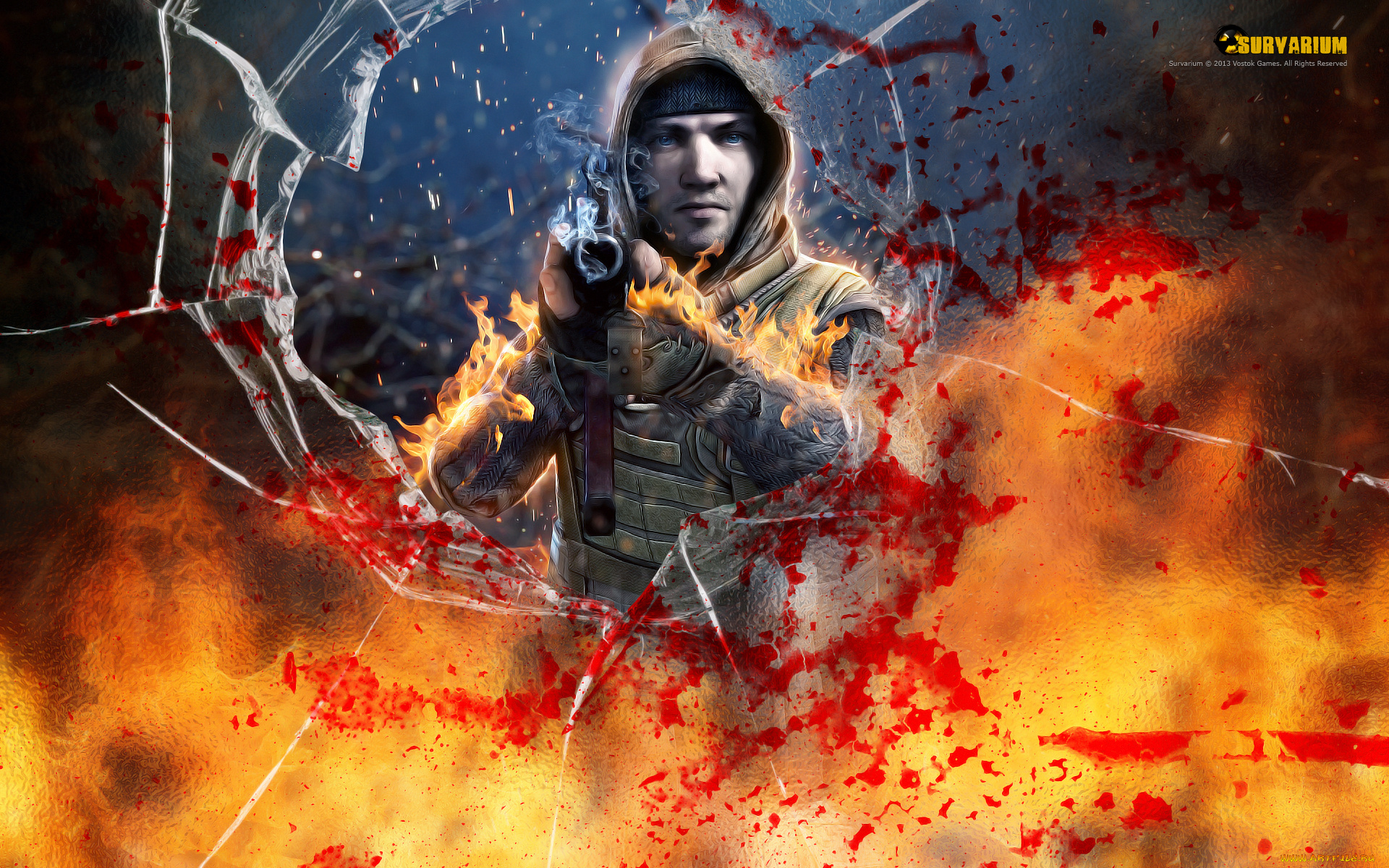 survarium, видео, игры, огонь, стекло, оружие, мужик