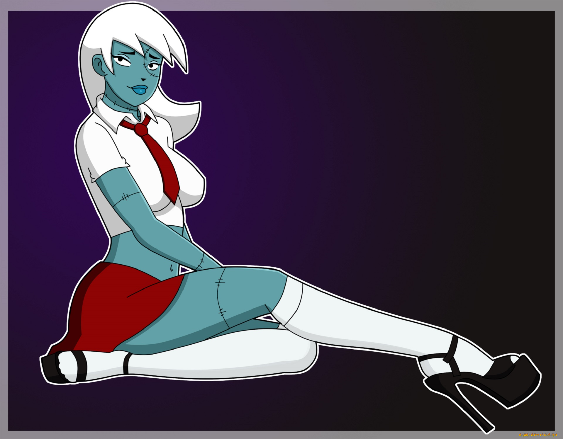 рисованные, люди, девушка, взгляд, фон