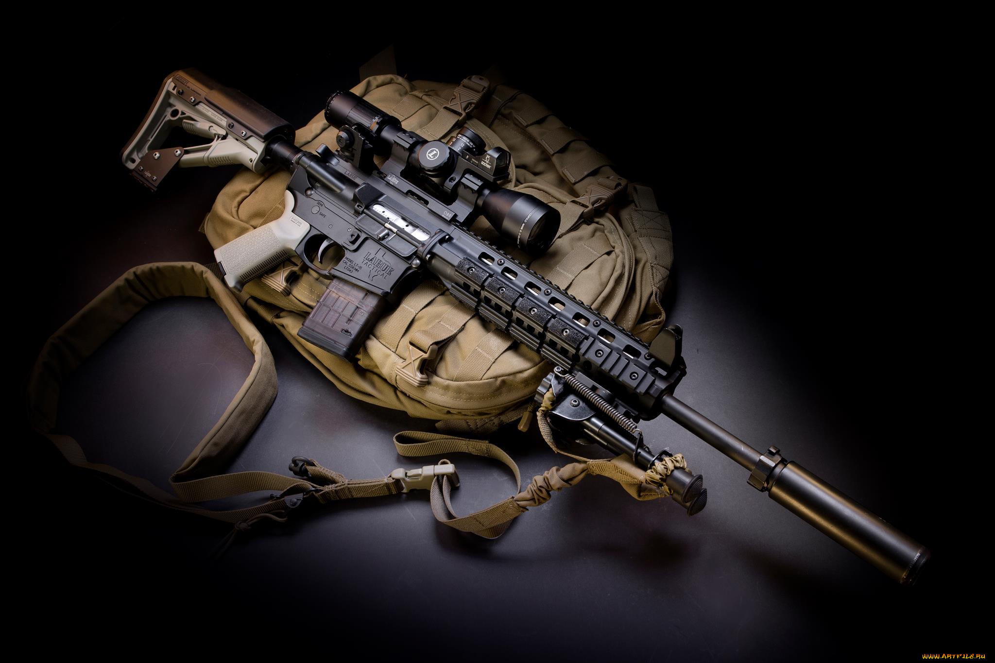 оружие, автоматы, глушитель, m4, сумка, полумрак, апгрейд, автомат, larue, tactical