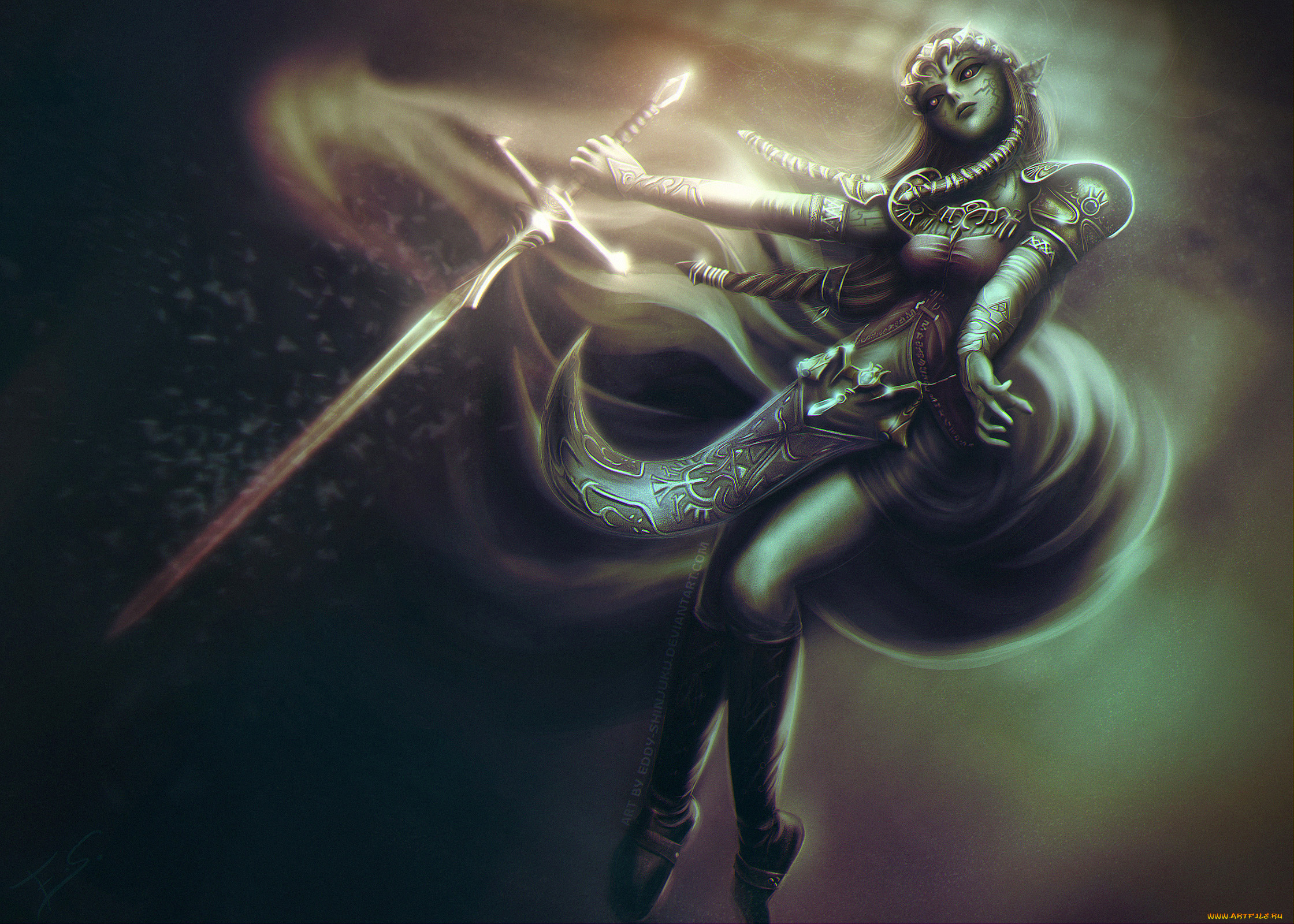 the, legend, of, zelda, фэнтези, эльфы, принцесса, зельда, эльфийка, меч, possessed, zelda