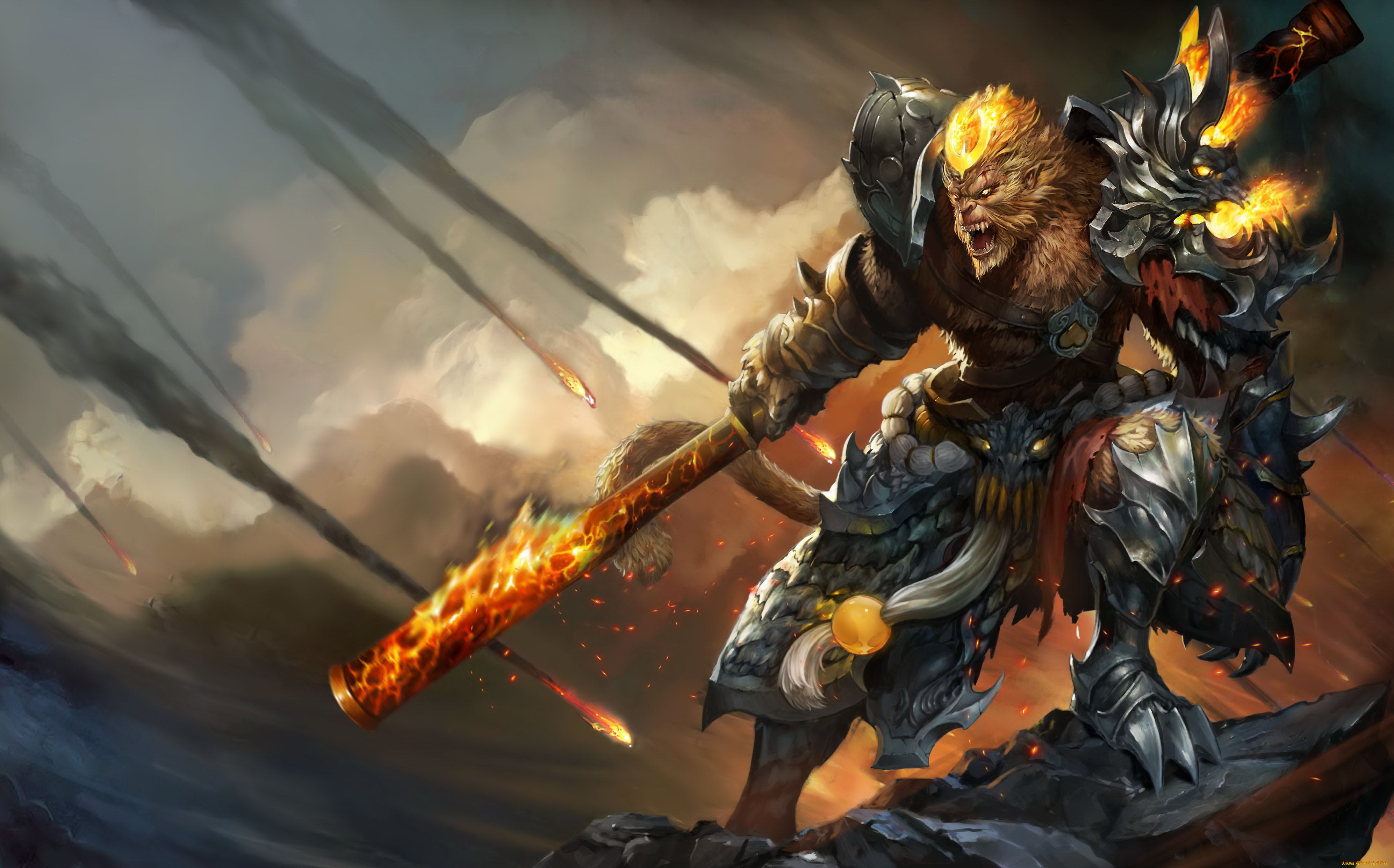 фэнтези, существа, воин, существо, игра, оружие, арт