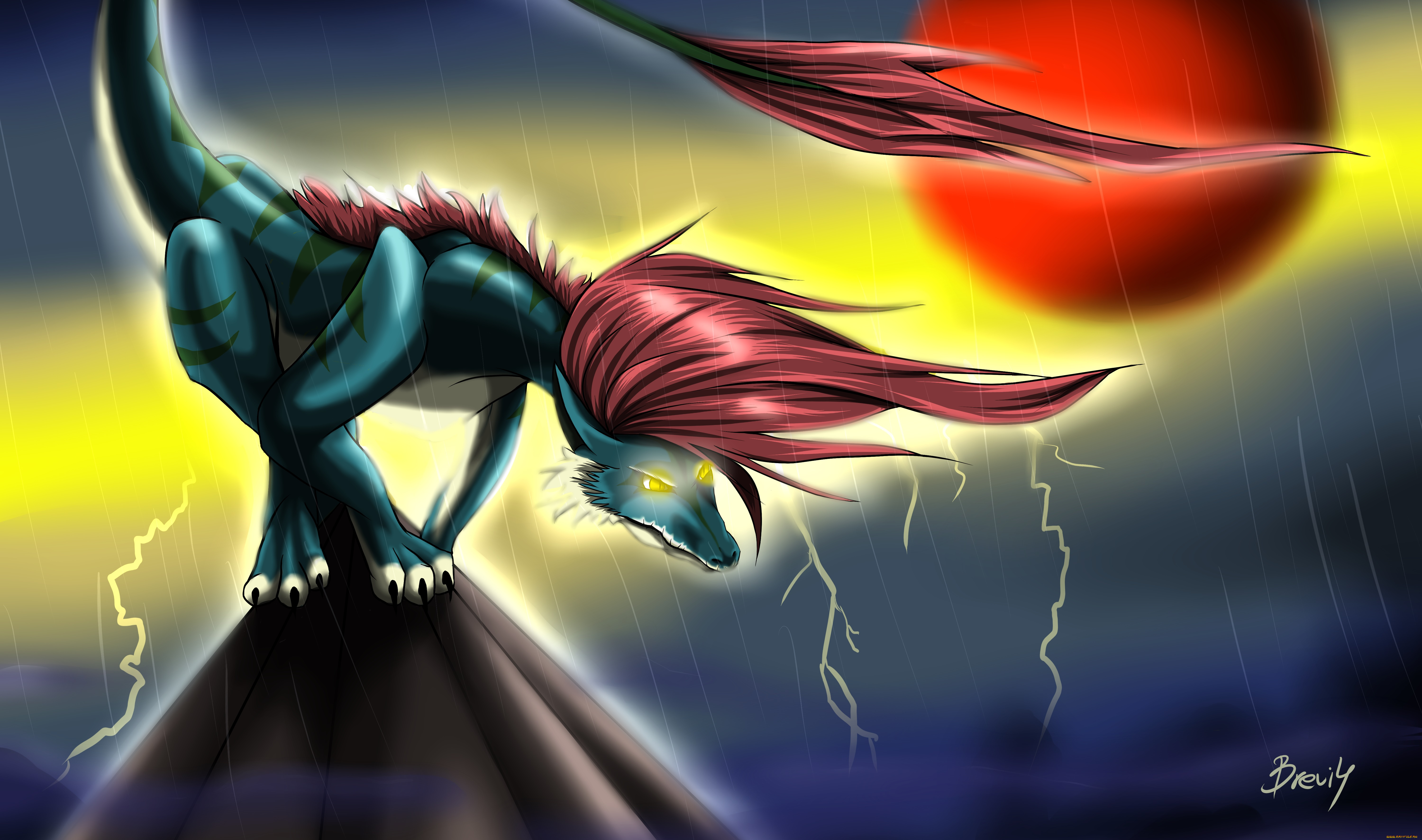 рисованные, животные, , сказочные, , мифические, вершина, солнце