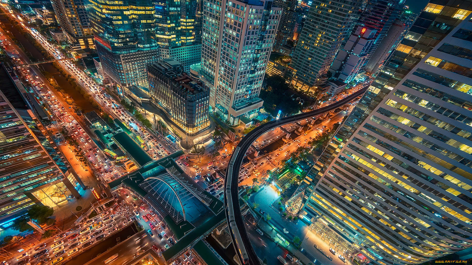 города, бангкок, , таиланд, вечер, бангкок, столица, город, жизнь, ночная, огни