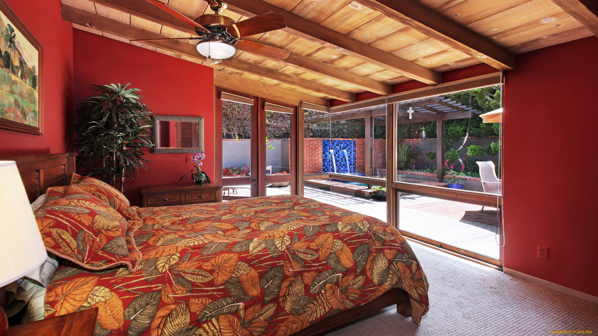 интерьер, спальня, постель, люстра, кровать