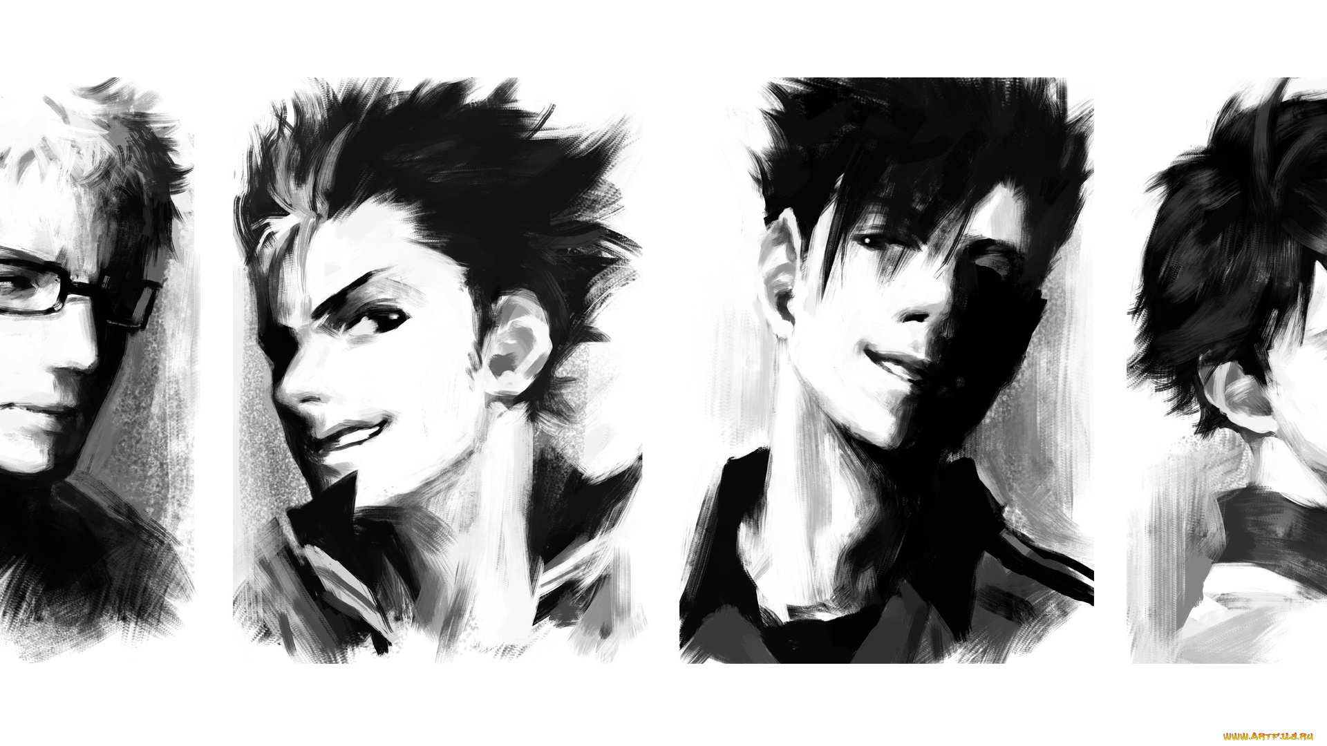 разное, арты, парни, портреты, чёрно-белый