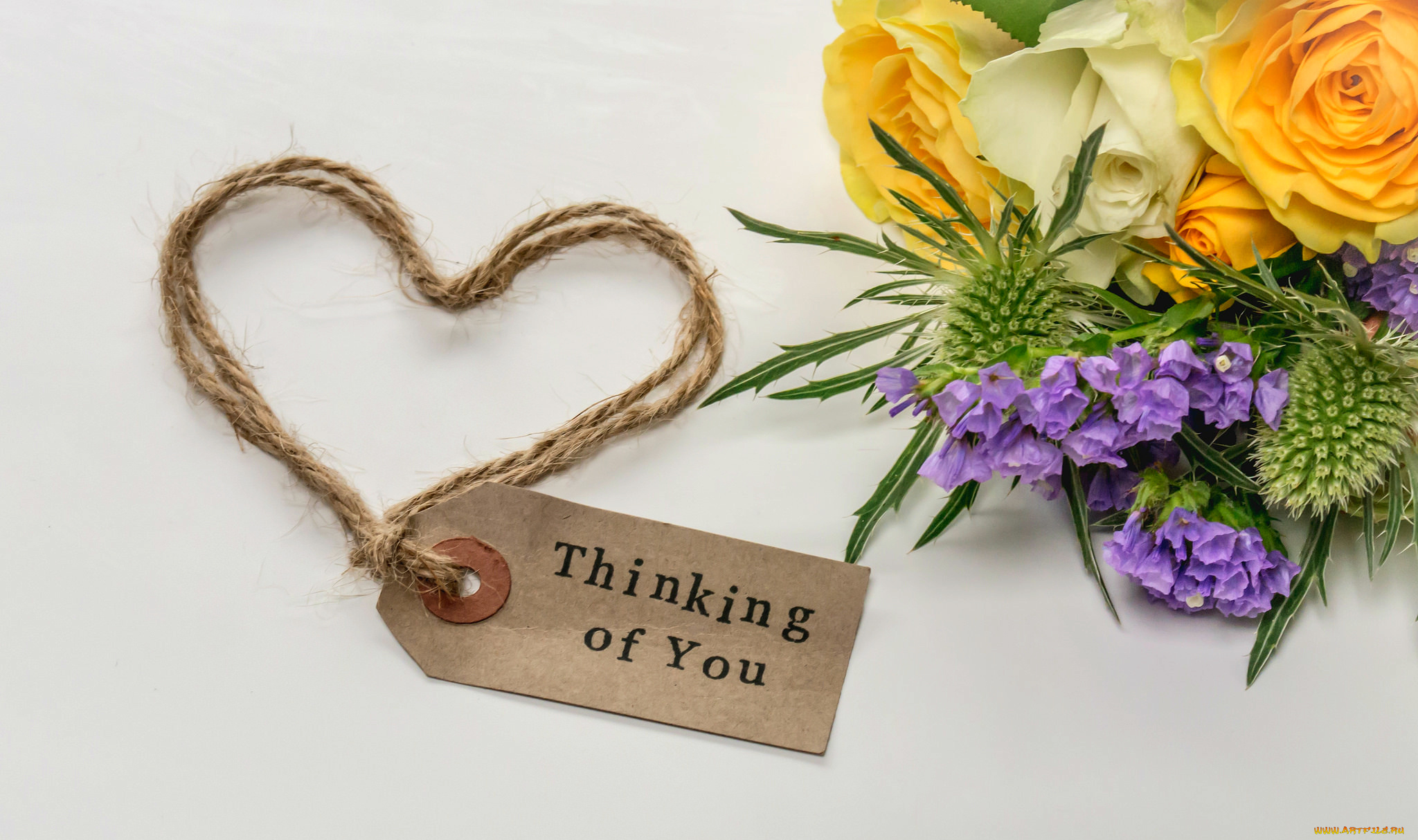цветы, букеты, , композиции, сердечко, надпись, розы, бечевка