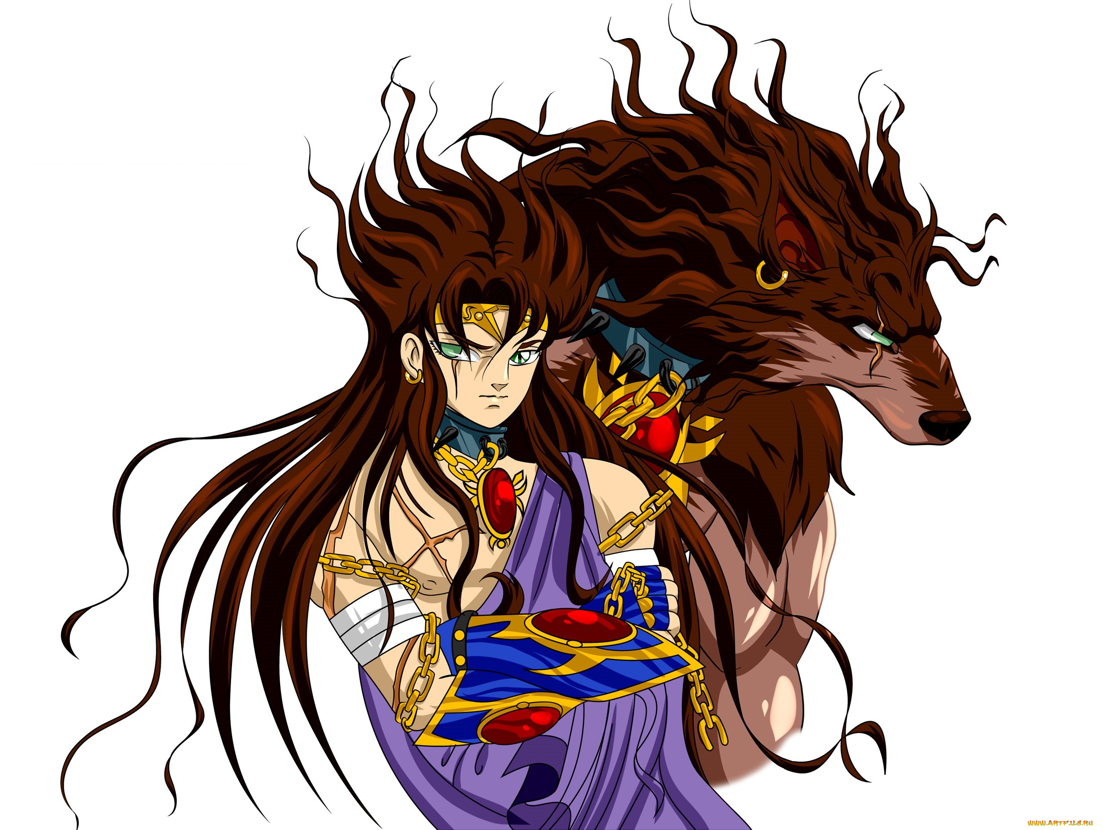 разное, арты, девушка, волк, фон, взгляд