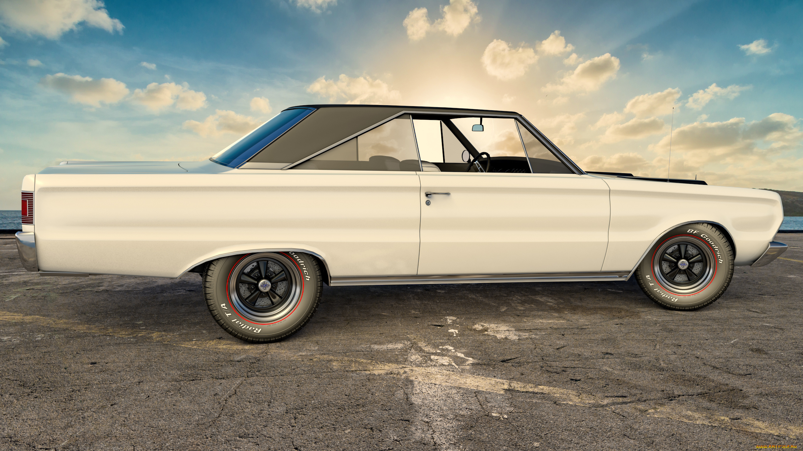 автомобили, 3д, plymouth, фон, 1967г